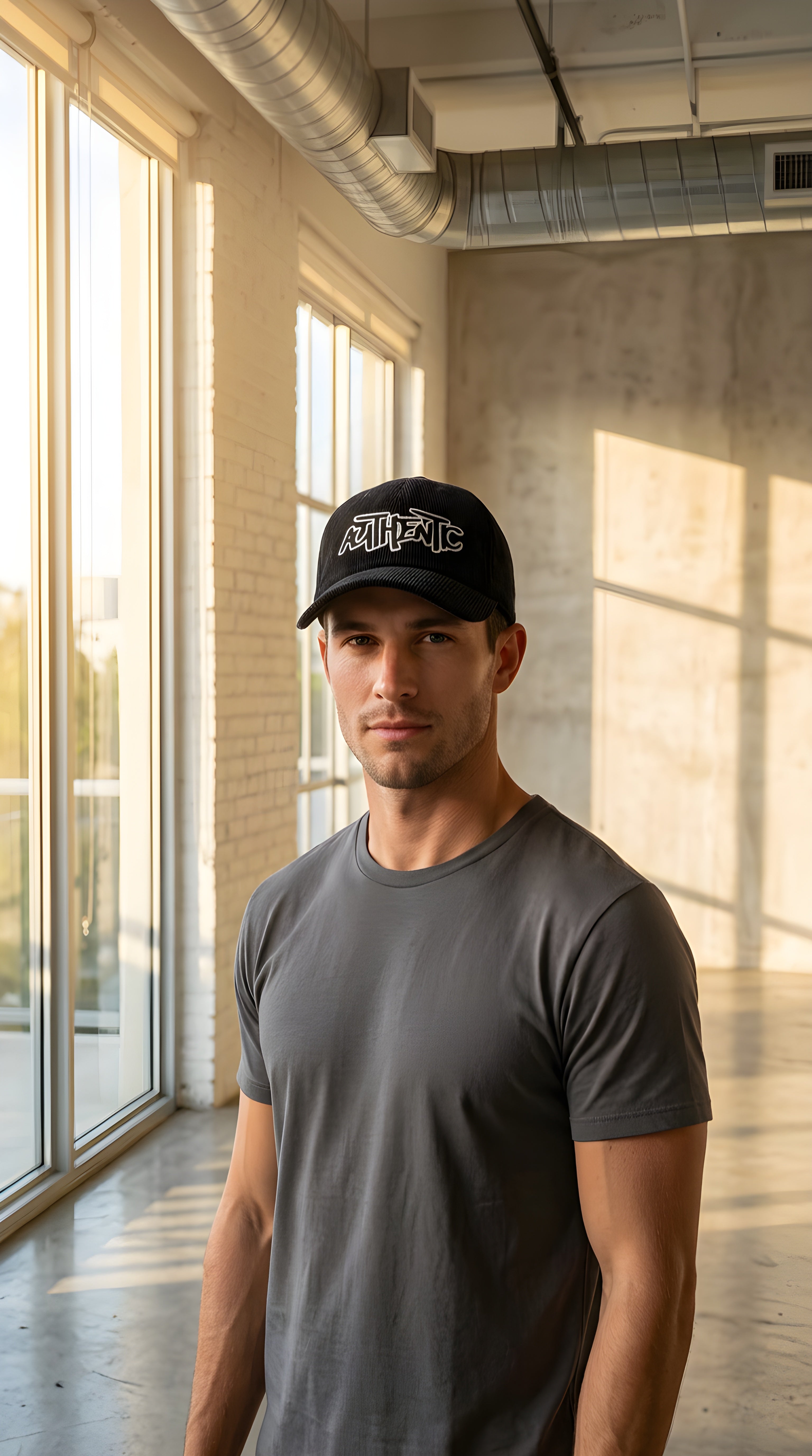 B & B 'AUTHENTIC'  Corduroy Embroidered  Baseball Cap
