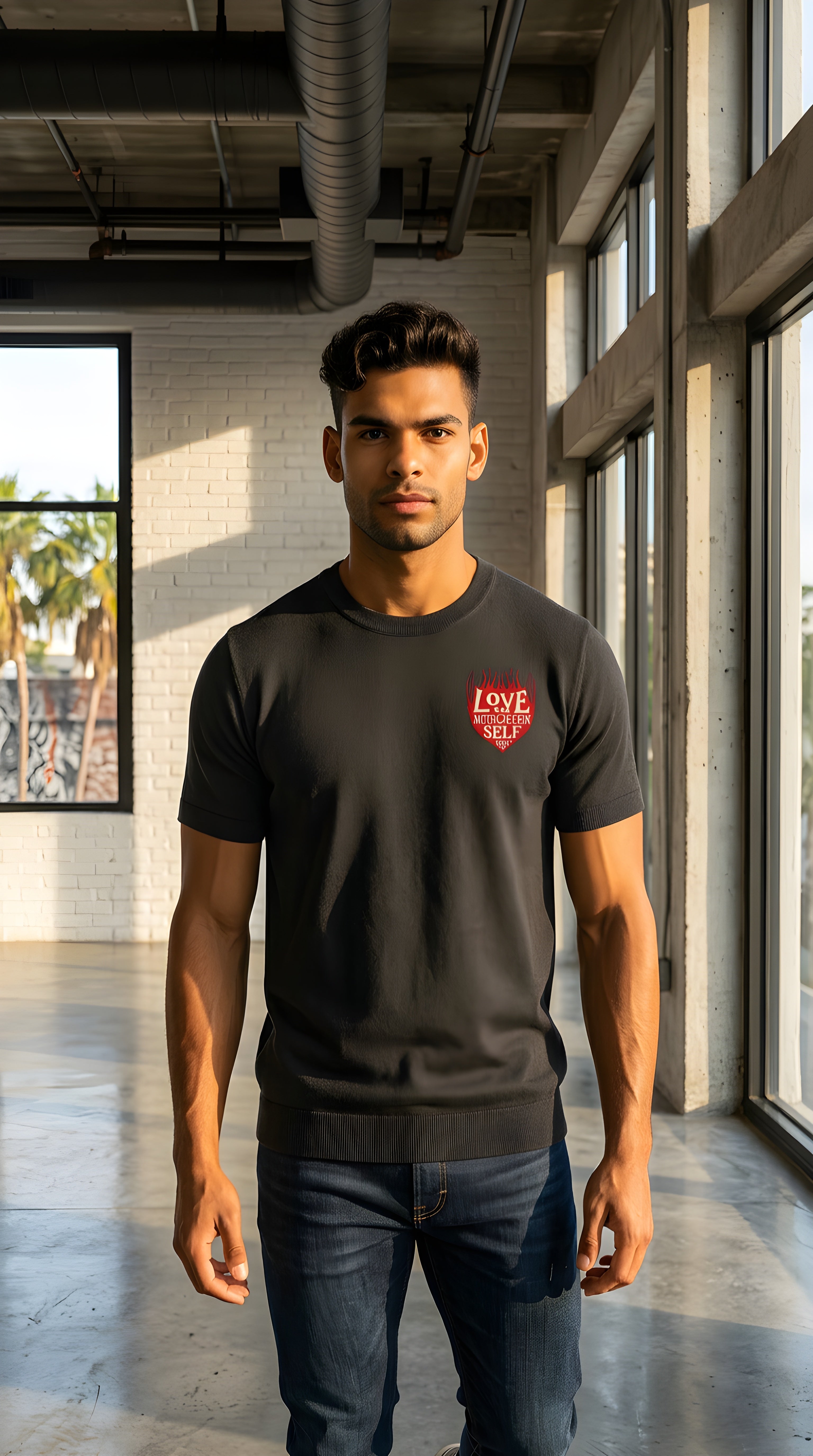 Mens 'LOVE YA FCKN SELF' Crewneck Knit Tee