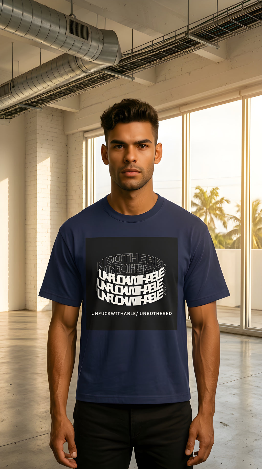 Mens Unfuckwithable/ Unbothered Graphic  Oversized Tee