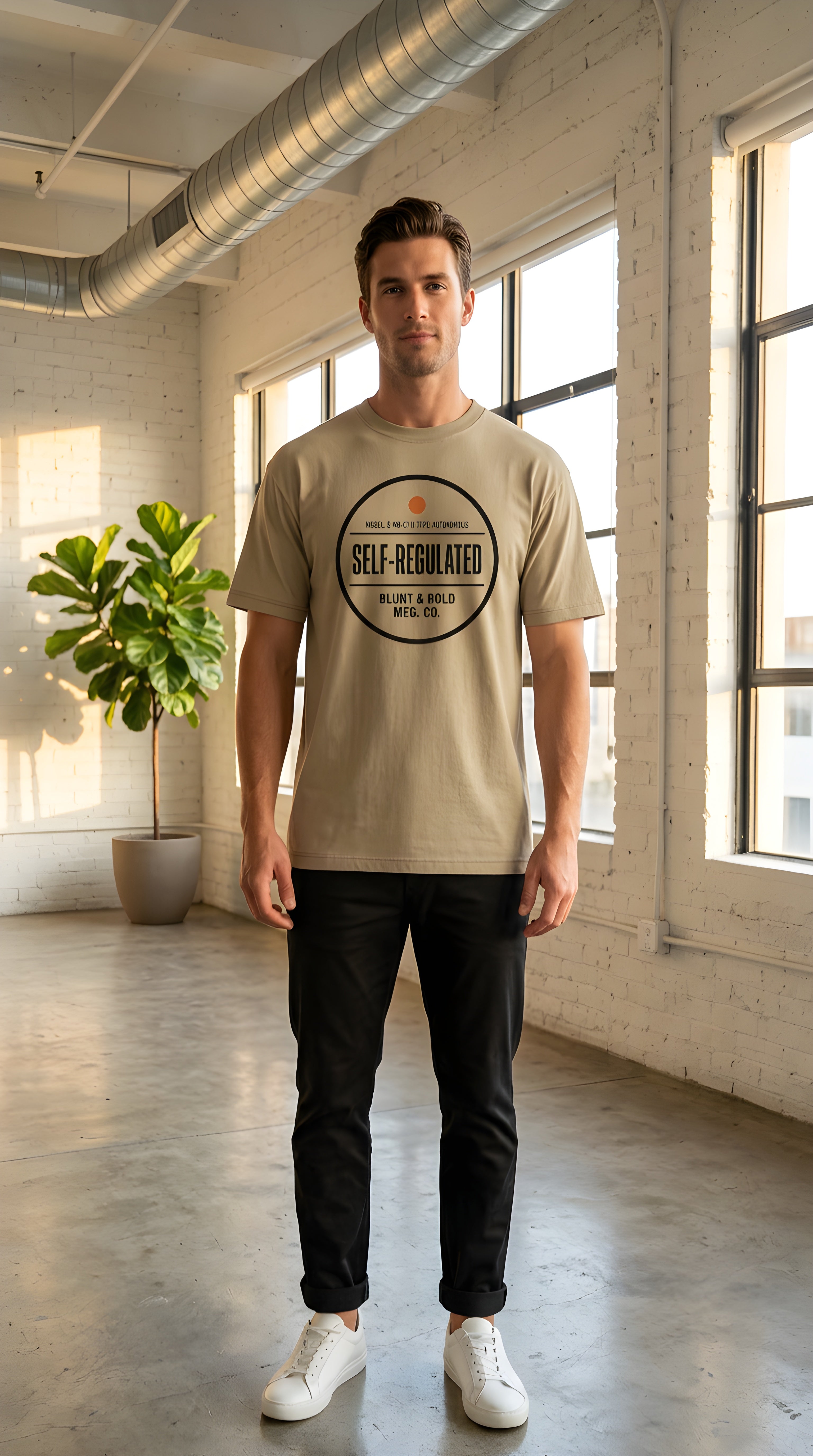 Mens 'SELF REGULATED' Heavyweight Hand-frayed Tee