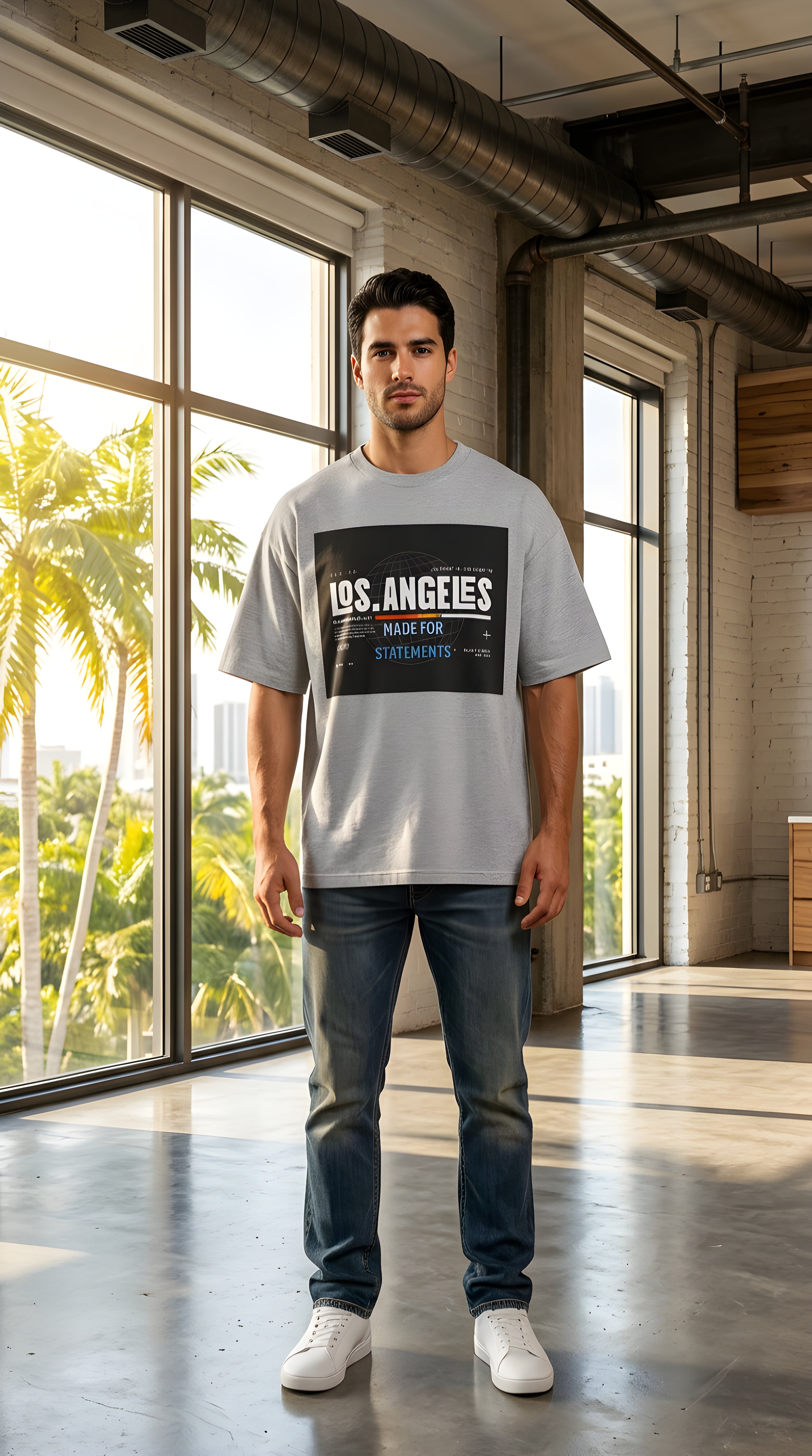 Mens Los Angeles Graphic Oversized  Tee