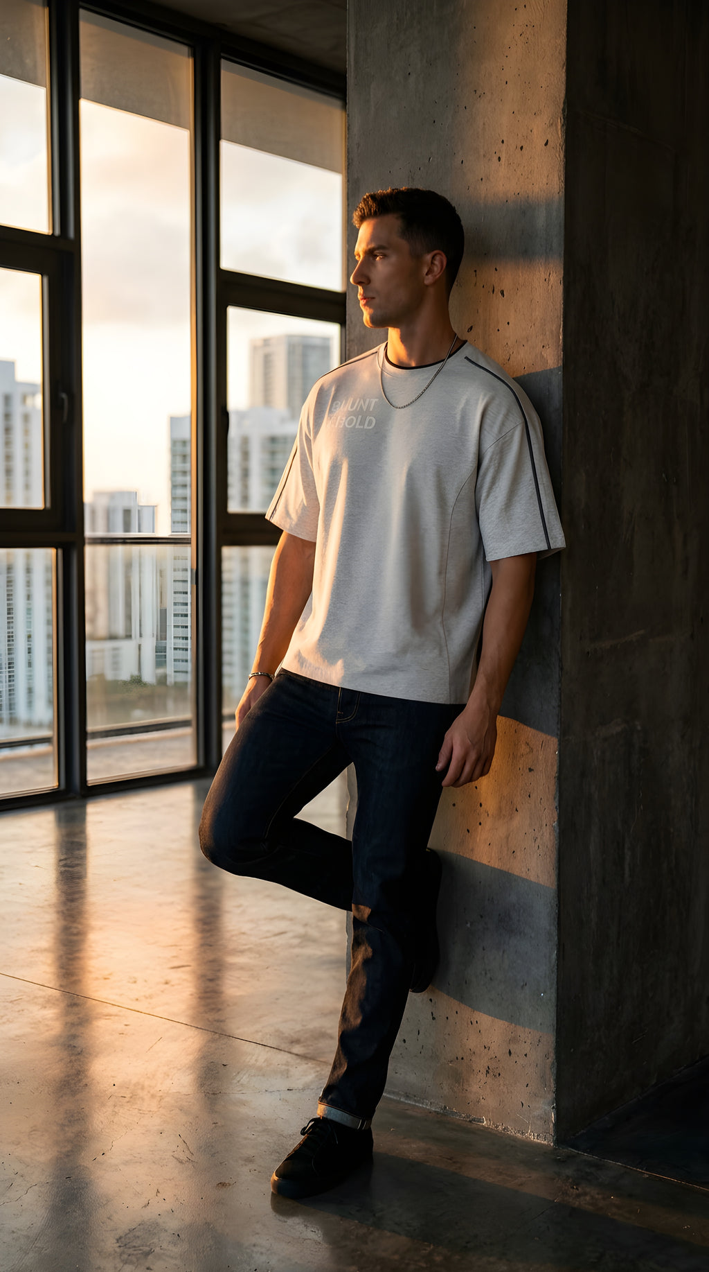 Mens Classic  Oversized Contrast Tape T-Shirt