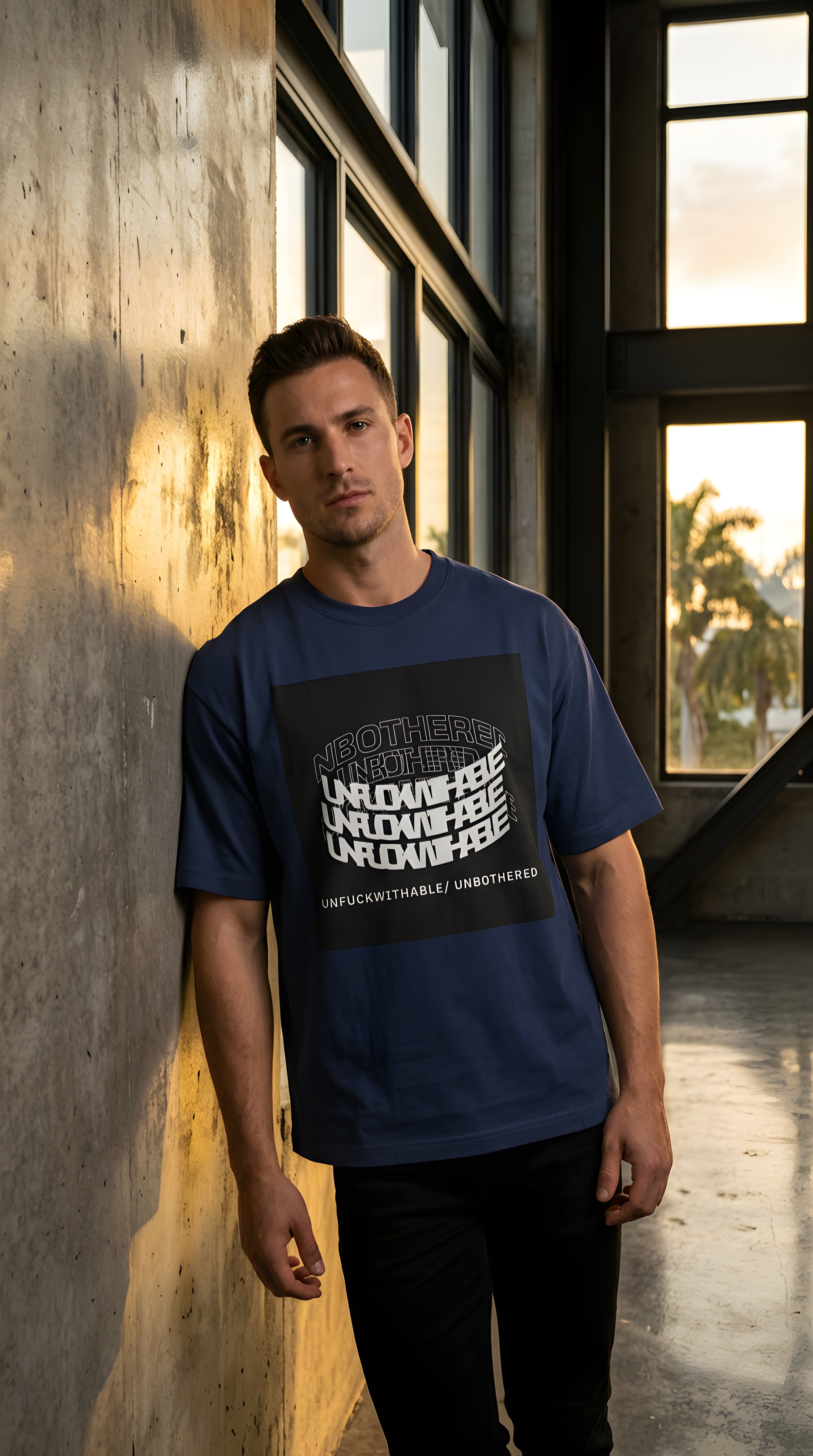 Mens Unfuckwithable/ Unbothered Graphic  Oversized Tee