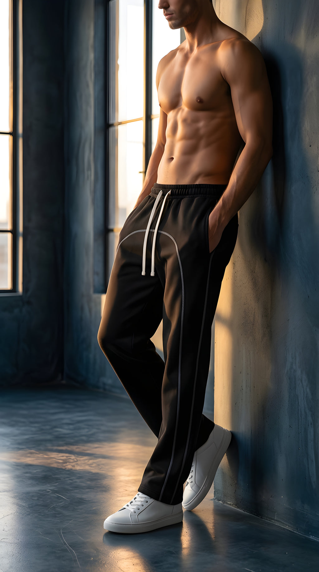 Mens Contrast-Stitched Fleece Sweatpants