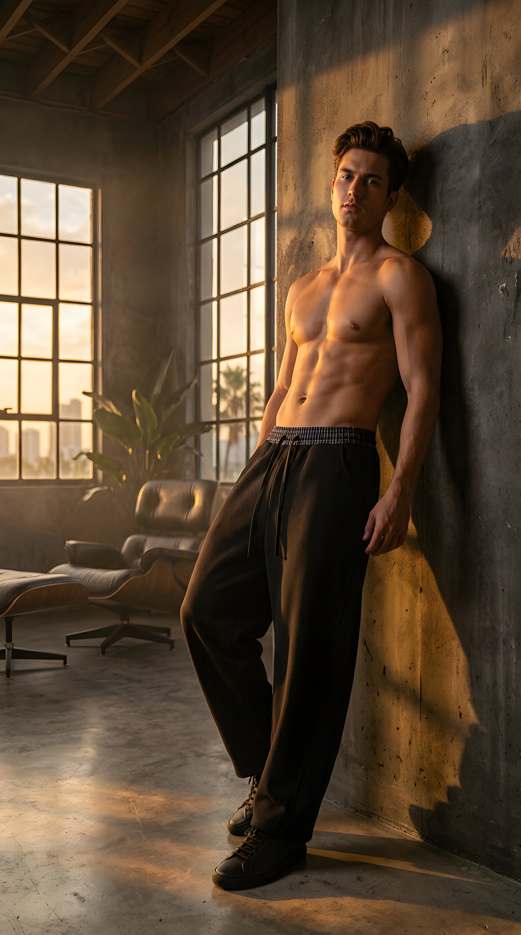 Mens Plaid Waistband Barrel Sweatpants