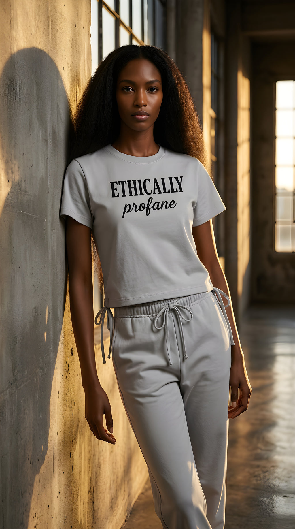 Womens 'ETHICALLY PROFANE' Essential Drawstring Tee