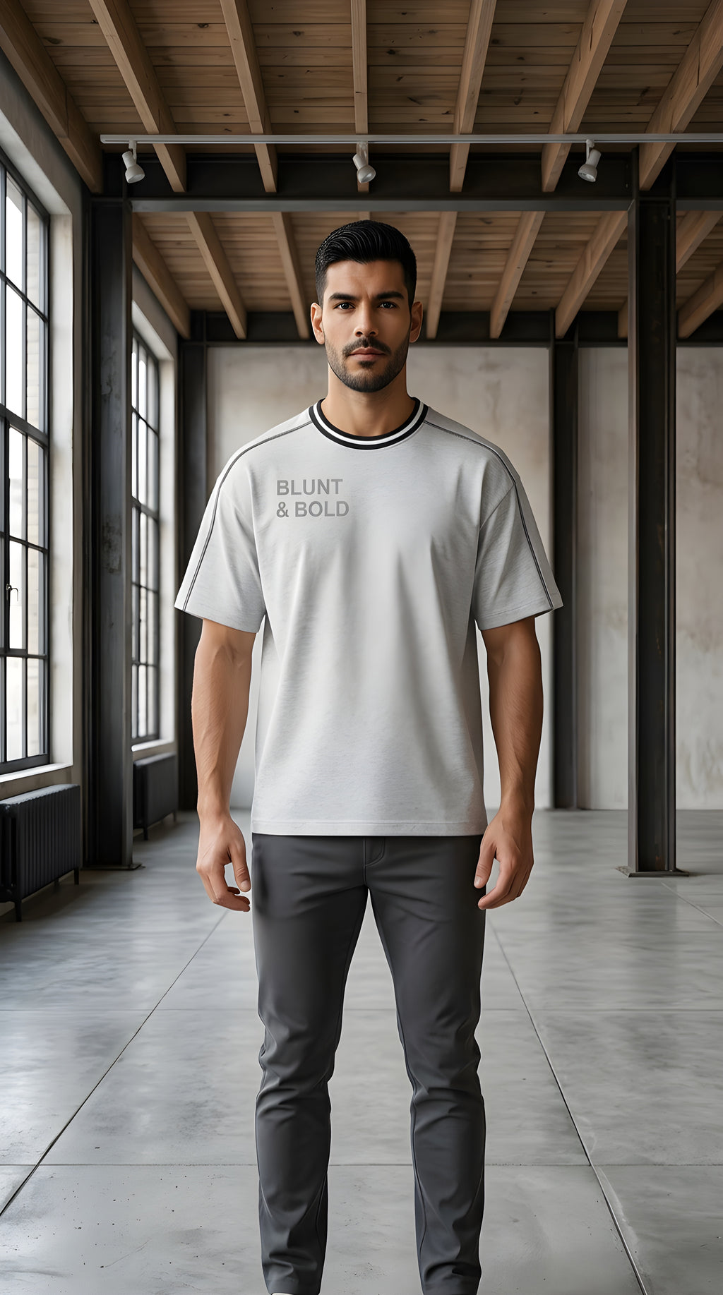 Mens Classic  Oversized Contrast Tape T-Shirt