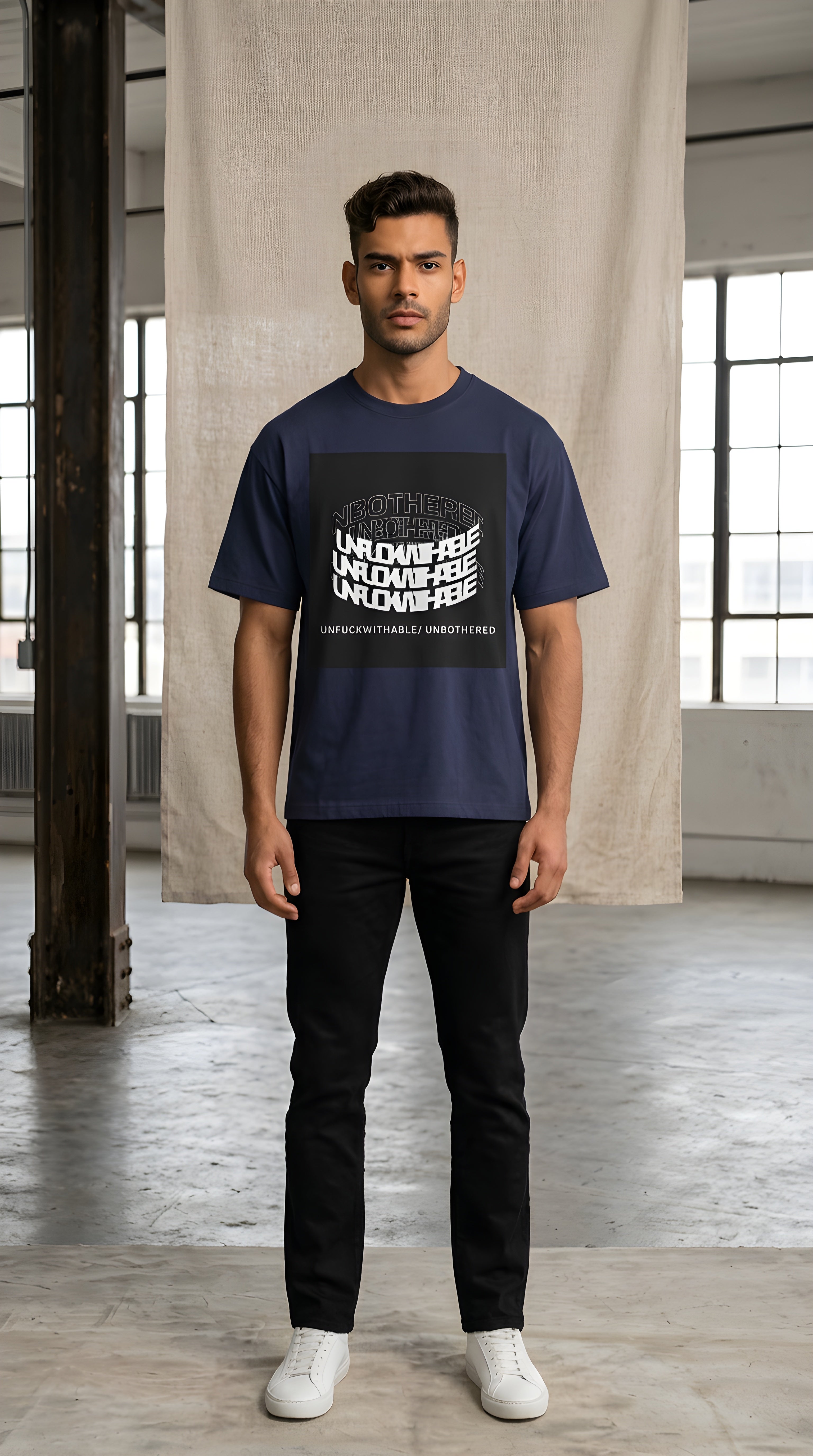 Mens Unfuckwithable/ Unbothered Graphic  Oversized Tee