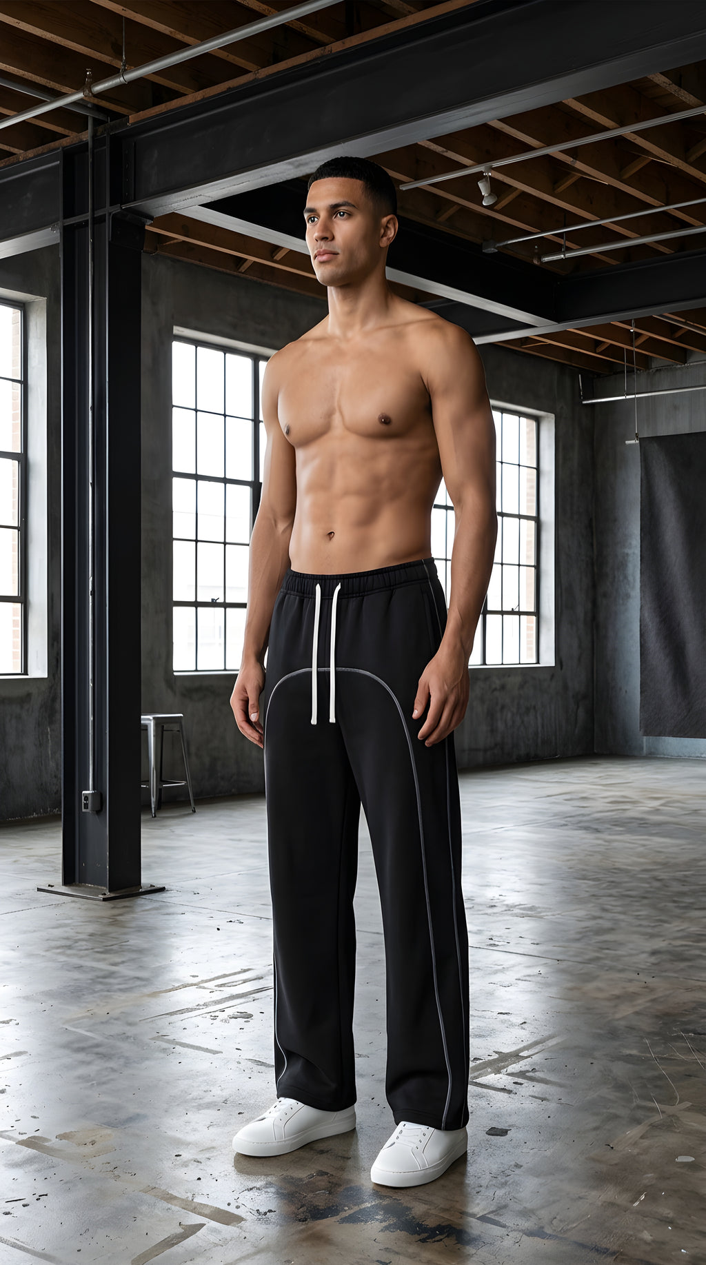 Mens Contrast-Stitched Fleece Sweatpants