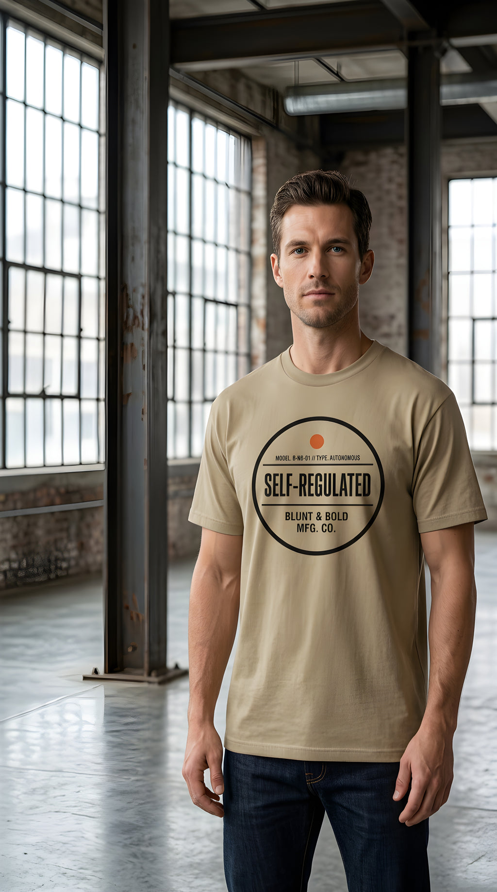 Mens 'SELF REGULATED' Heavyweight Hand-frayed Tee