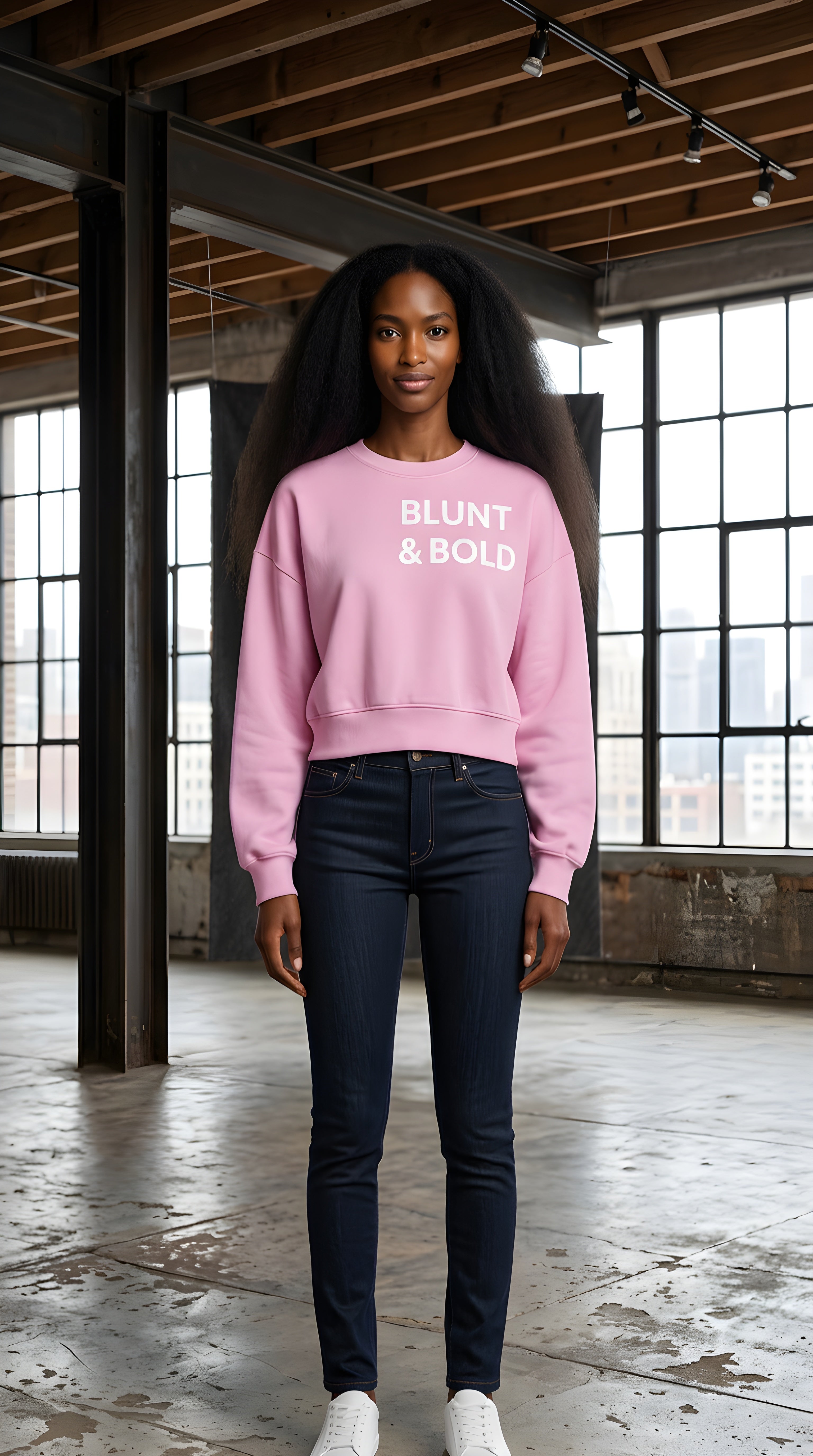 Womens BOLD CLASSIC Vintage Washed Cropped Sweatshirt