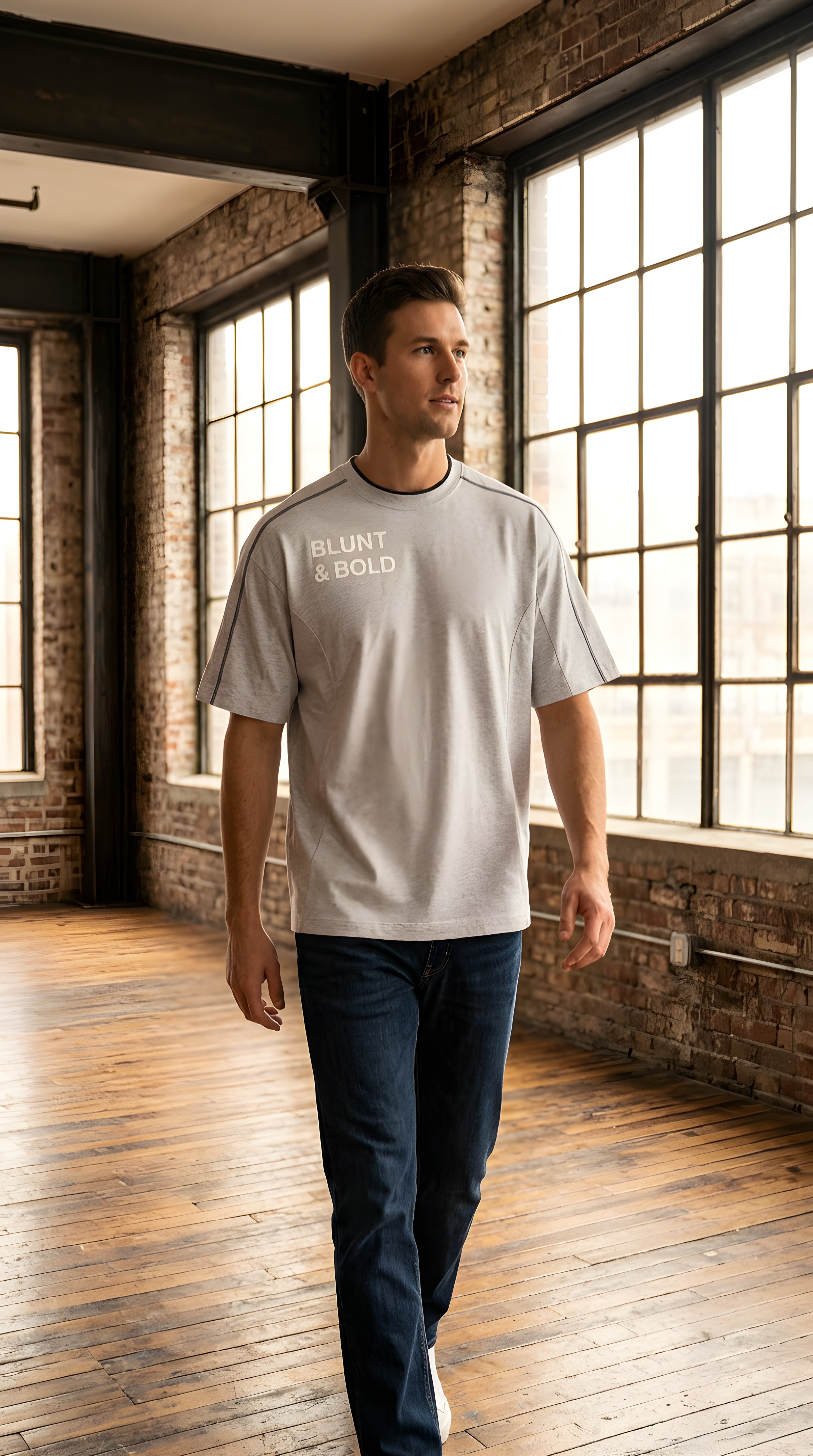 Mens Classic  Oversized Contrast Tape T-Shirt