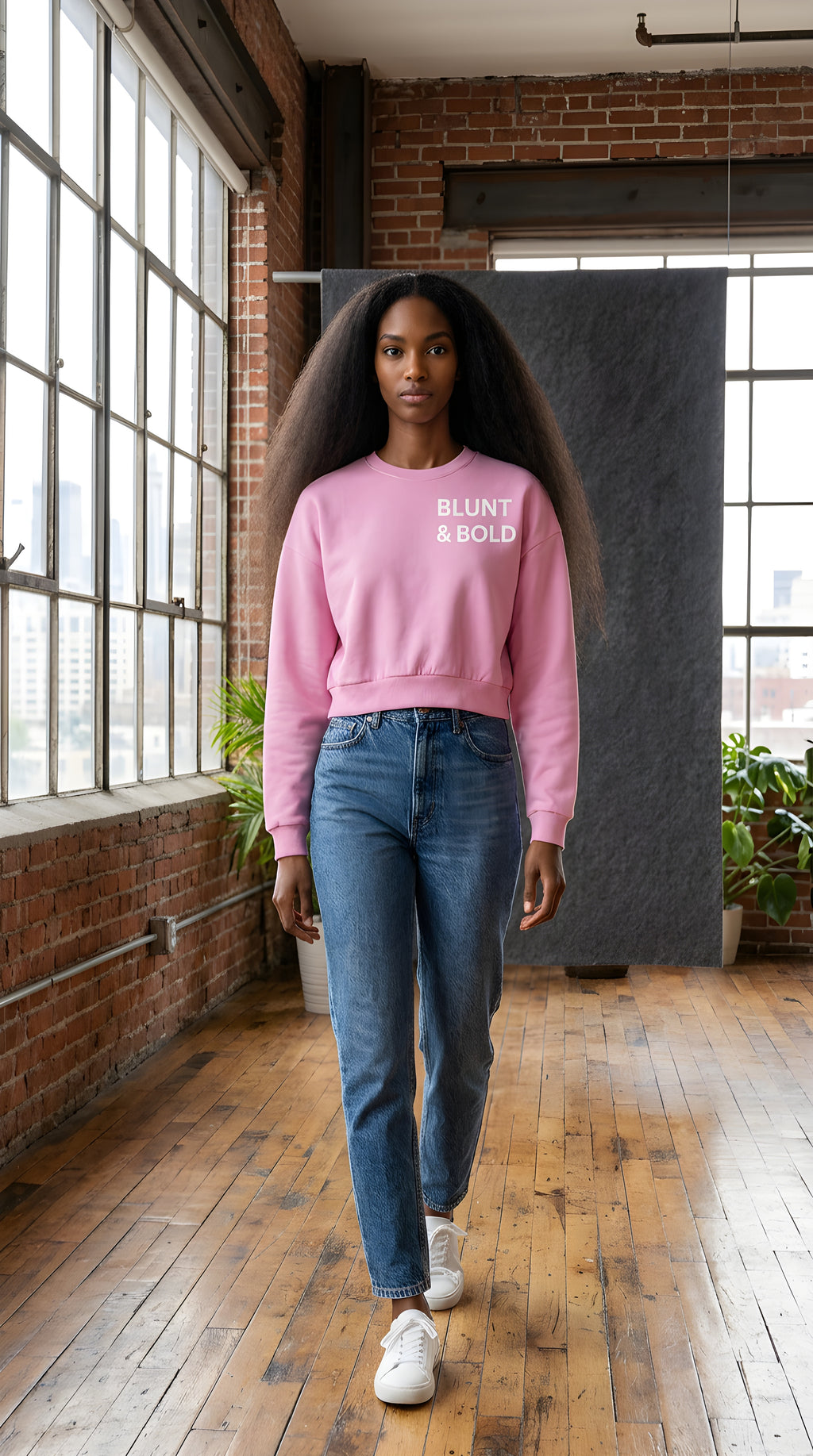 Womens BOLD CLASSIC Vintage Washed Cropped Sweatshirt