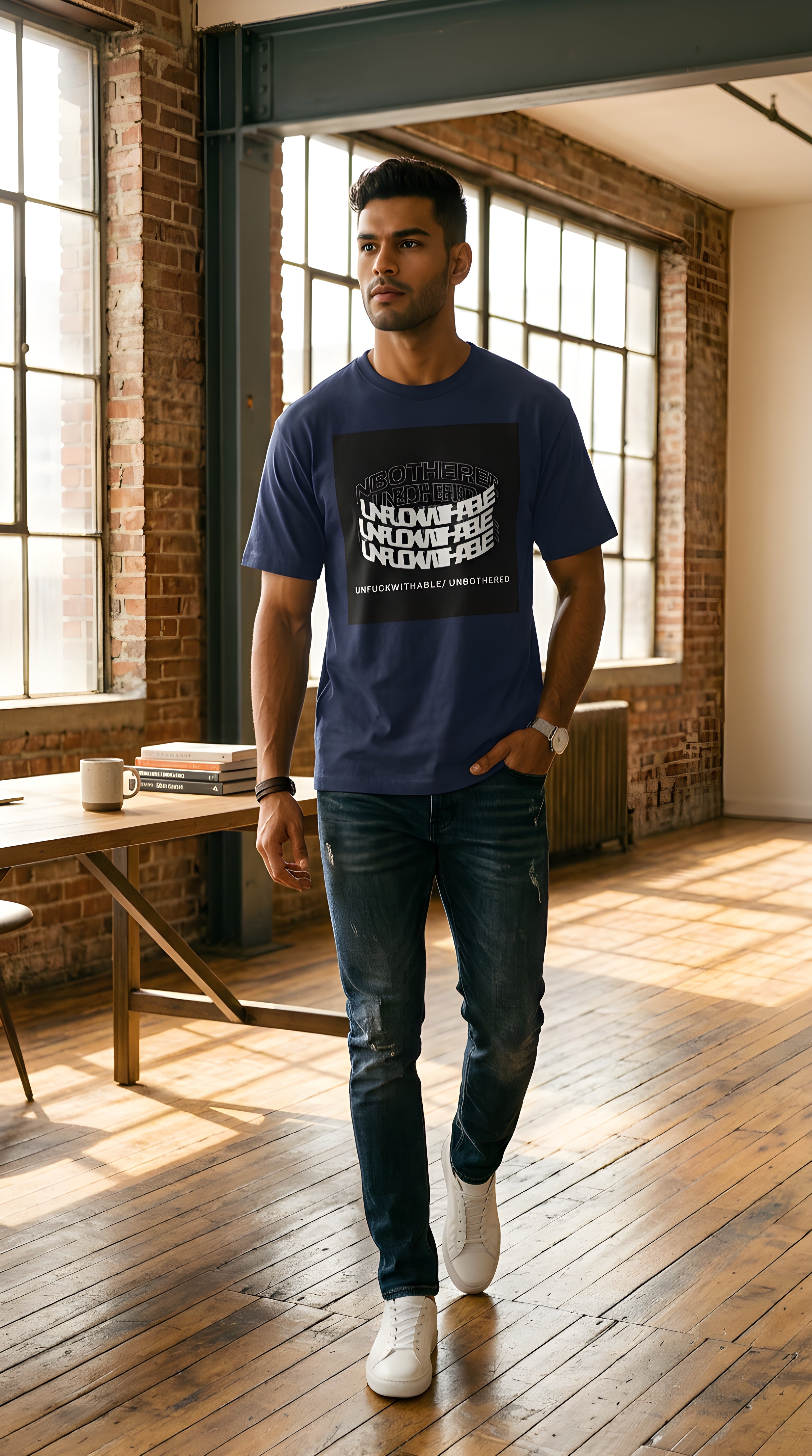 Mens Unfuckwithable/ Unbothered Graphic  Oversized Tee