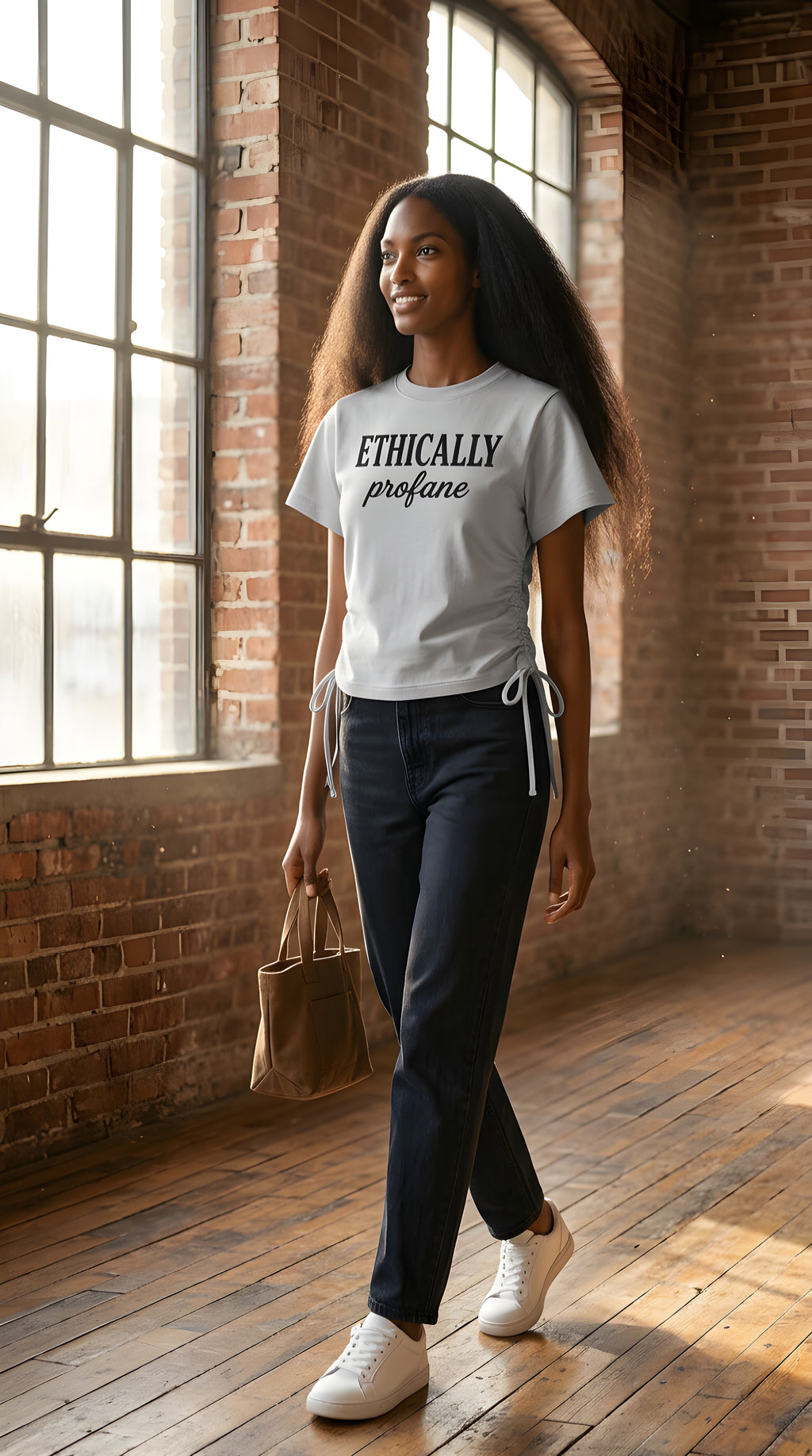 Womens 'ETHICALLY PROFANE' Essential Drawstring Tee