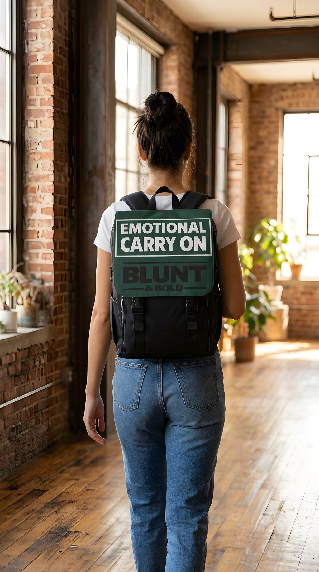 Backpack — "Emotional Carry On" Green Flap Casual Travel Bag