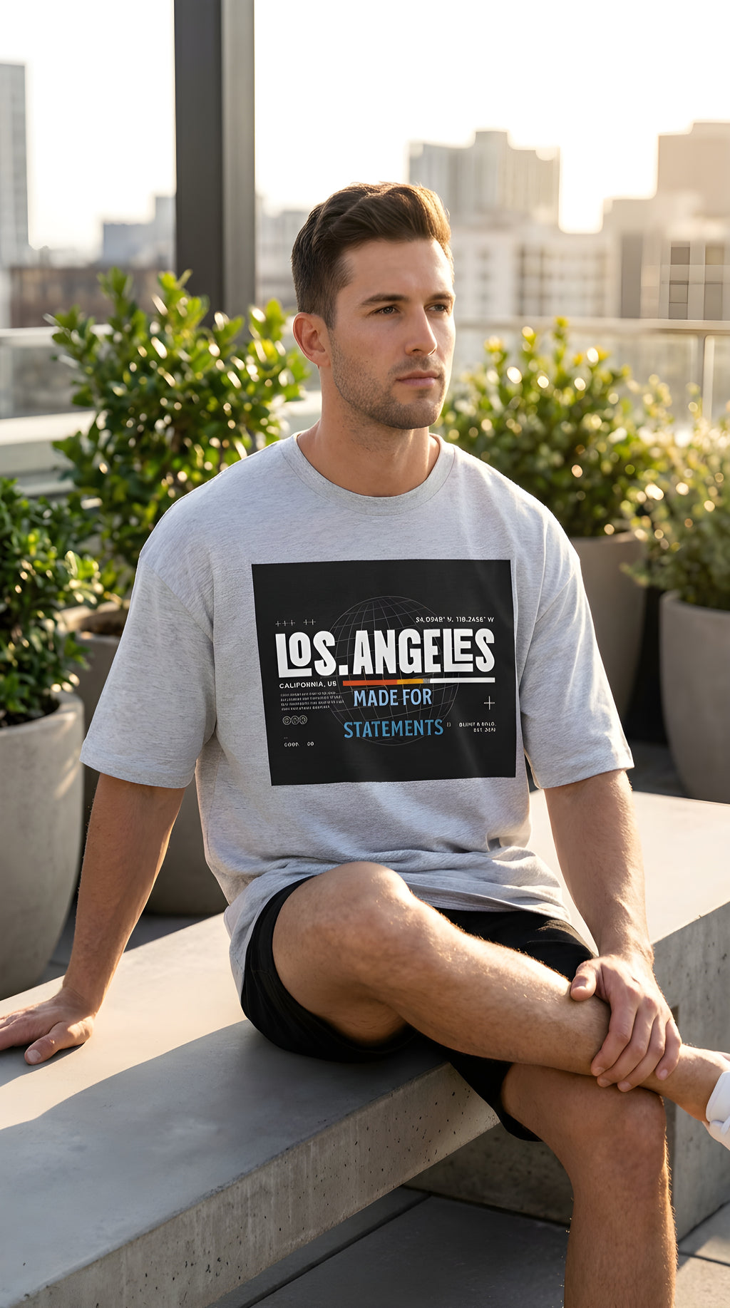 Mens Los Angeles Graphic Oversized  Tee