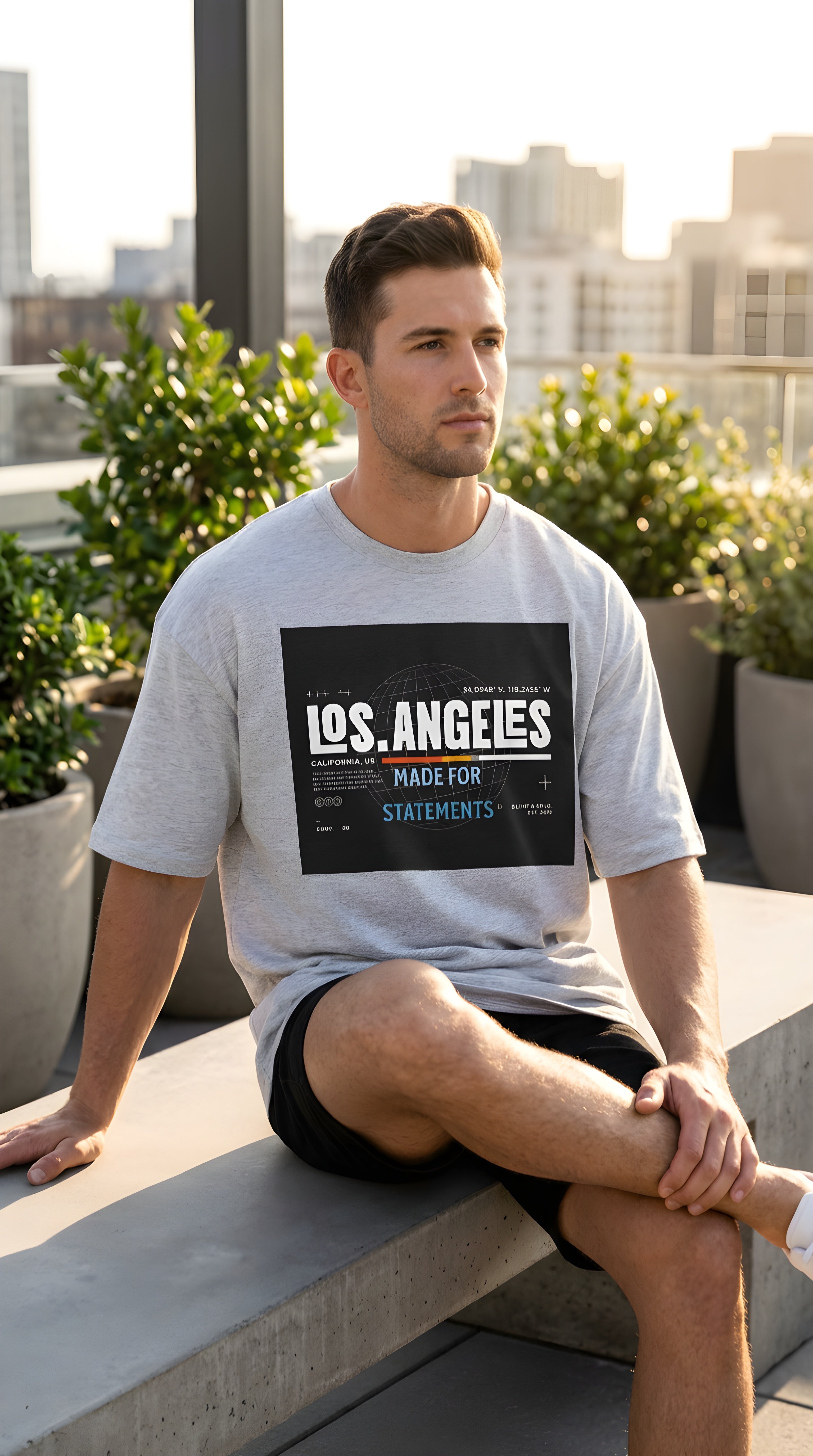 Mens Los Angeles Graphic Oversized  Tee