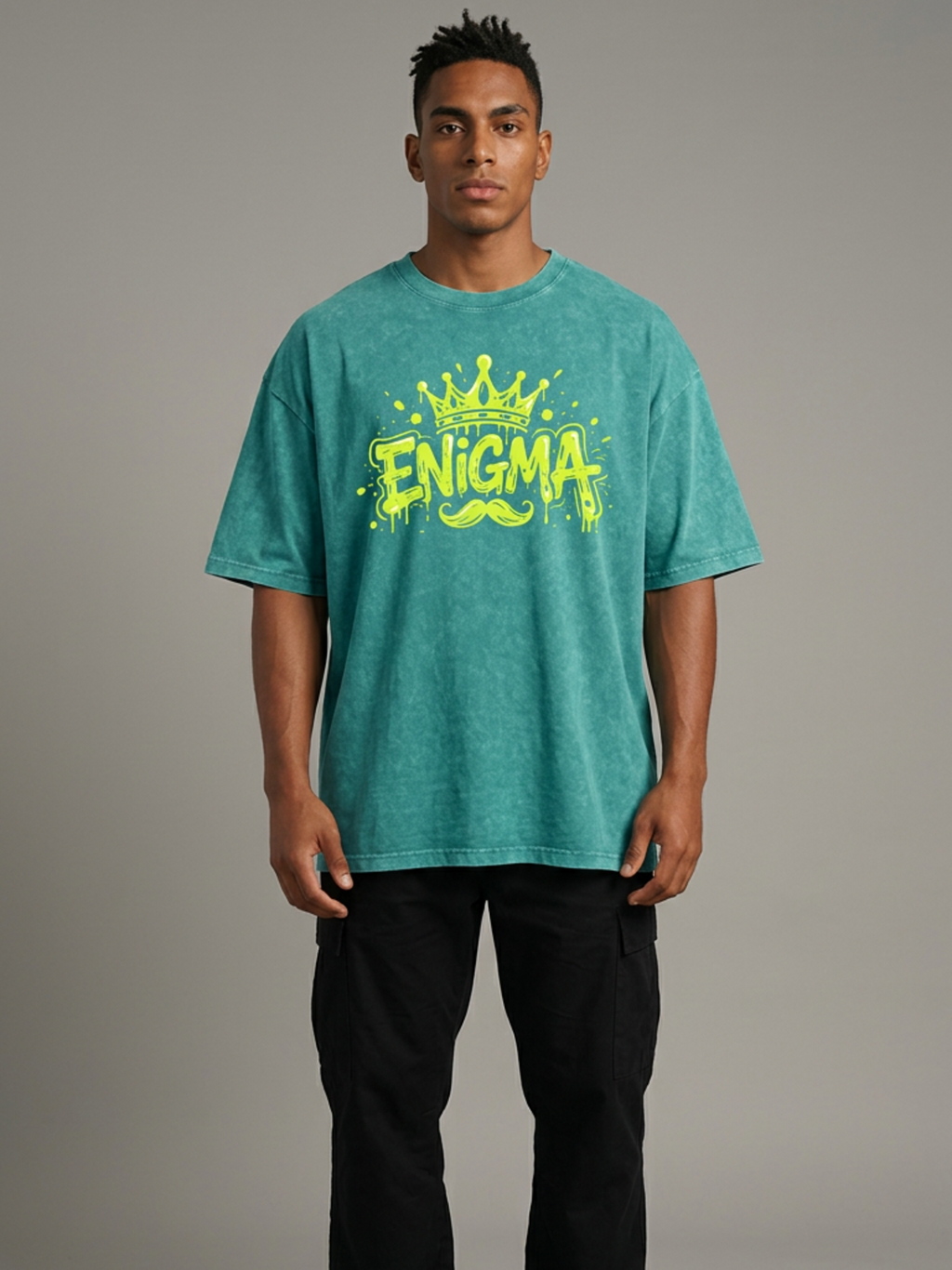 MENS ' ENIGMA ' Snow Washed Oversized Cotton T-Shirt