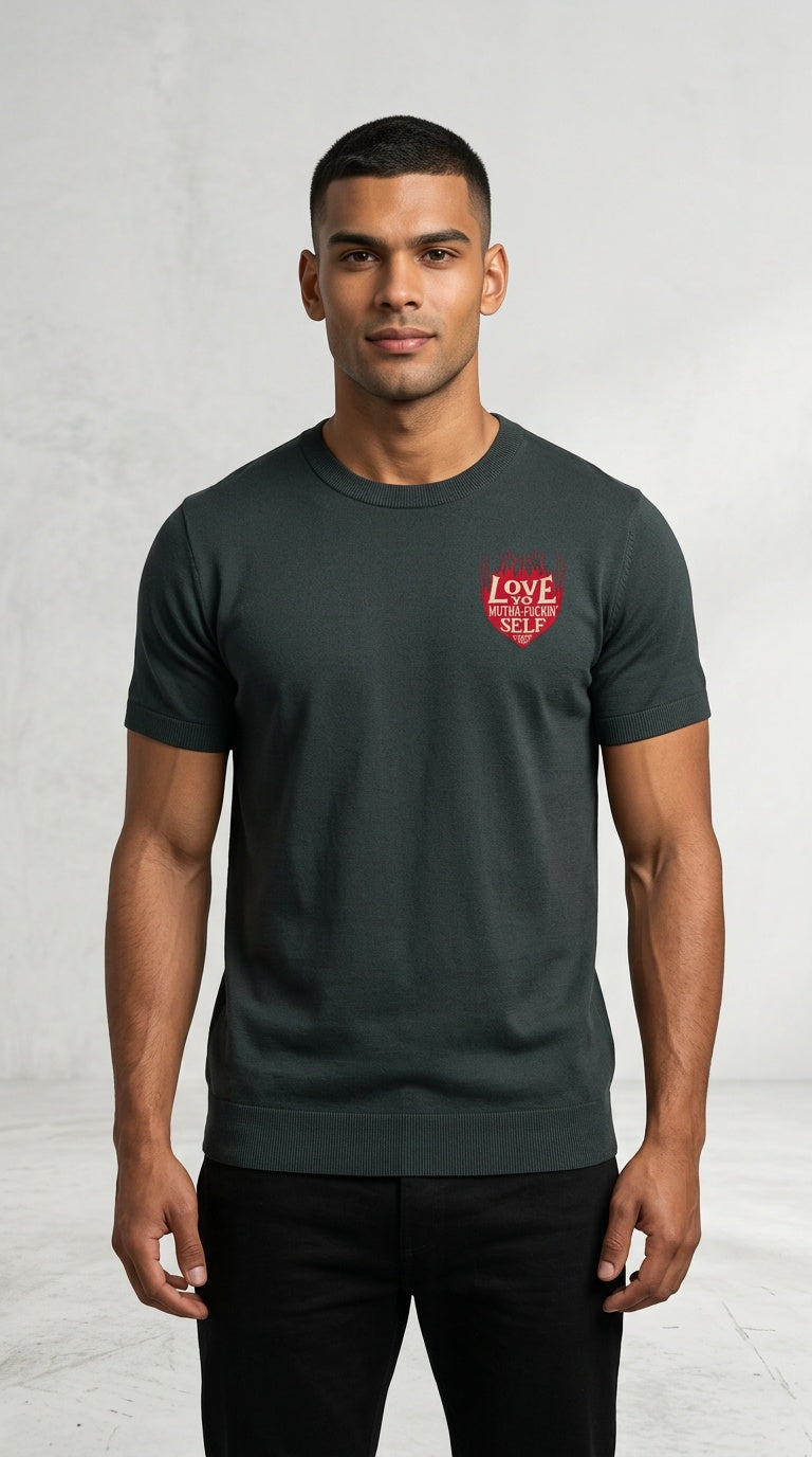 Mens 'LOVE YA FCKN SELF' Crewneck Knit Tee
