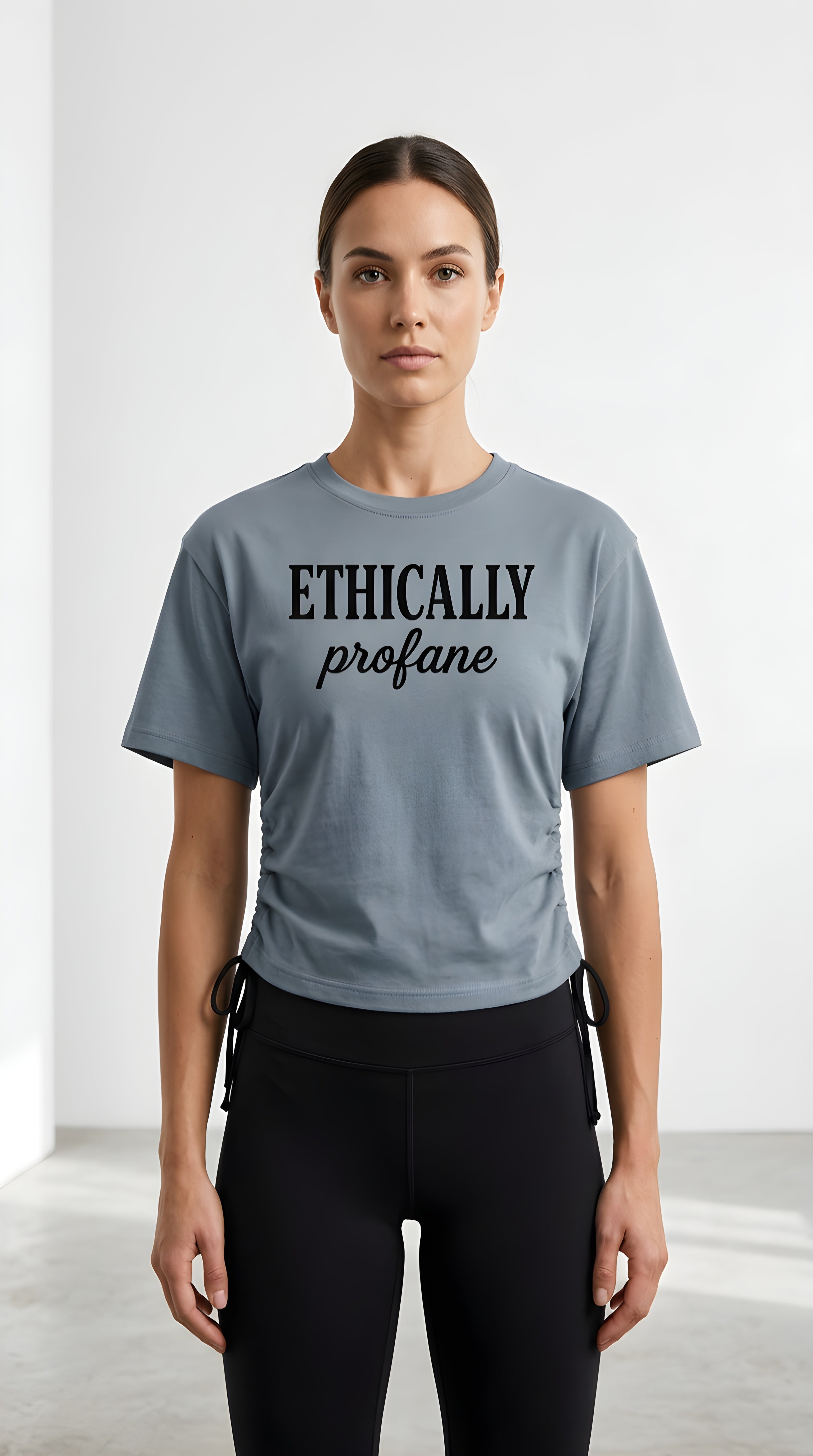 Womens 'ETHICALLY PROFANE' Essential Drawstring Tee