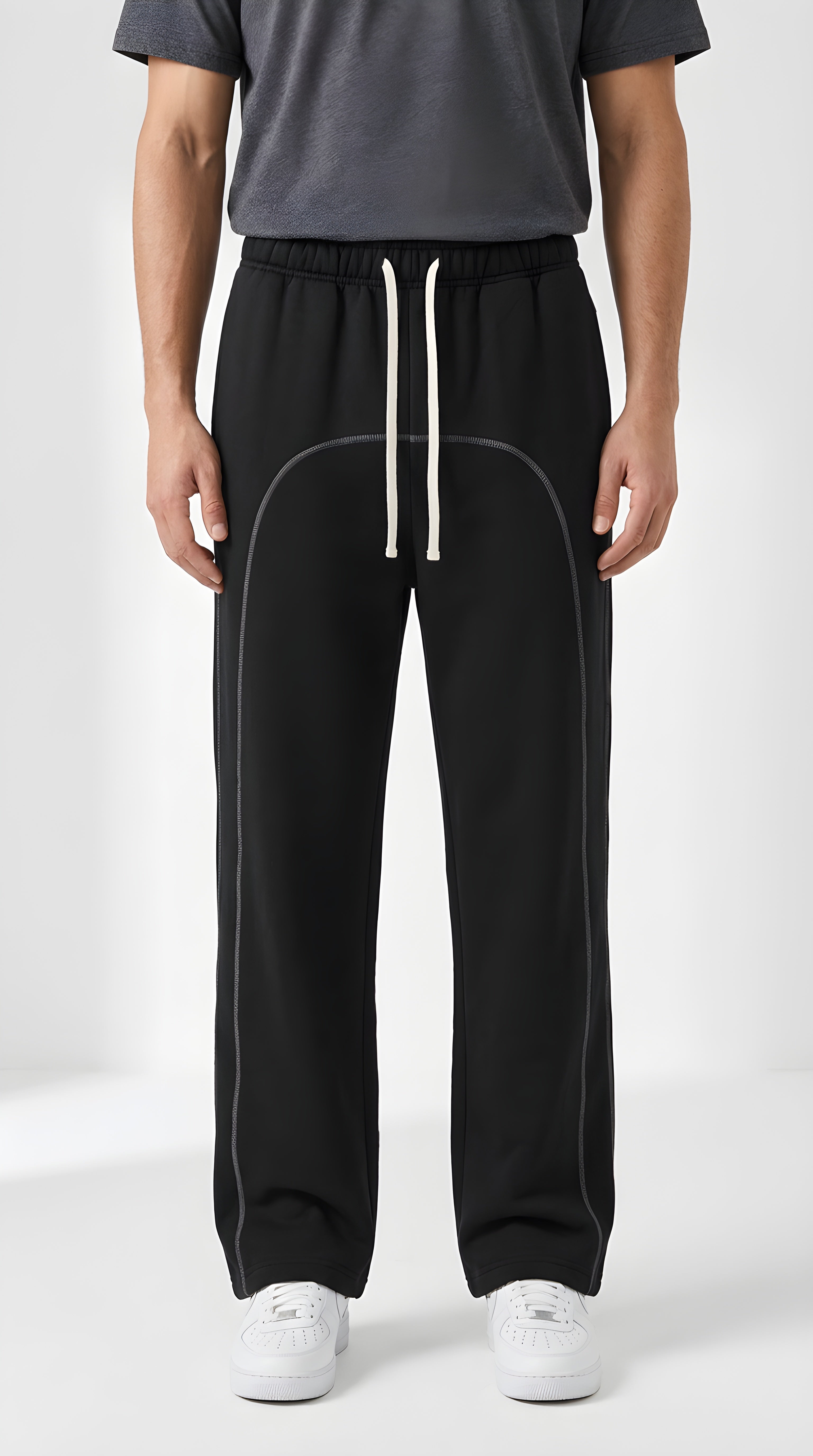 Mens Contrast-Stitched Fleece Sweatpants