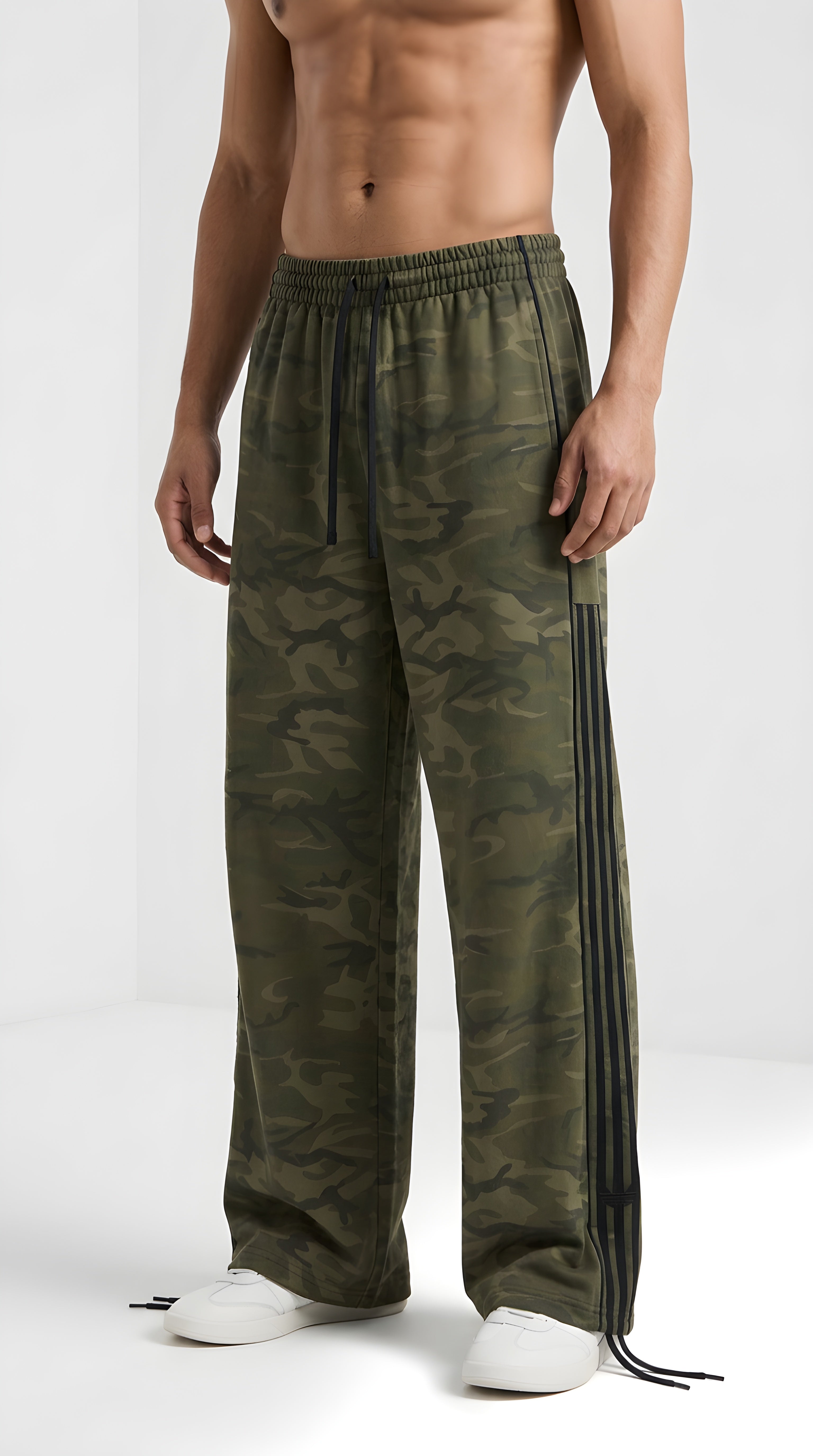 Mens  Camo Wide Leg Sweatpants