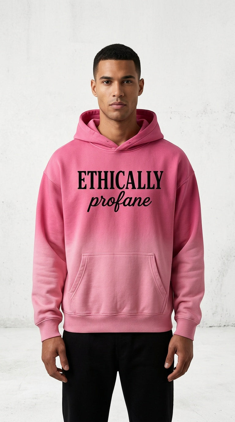 Mens 'ETHICALLY PROFANE' Heavyweight Sunfade Oversized Hoodie
