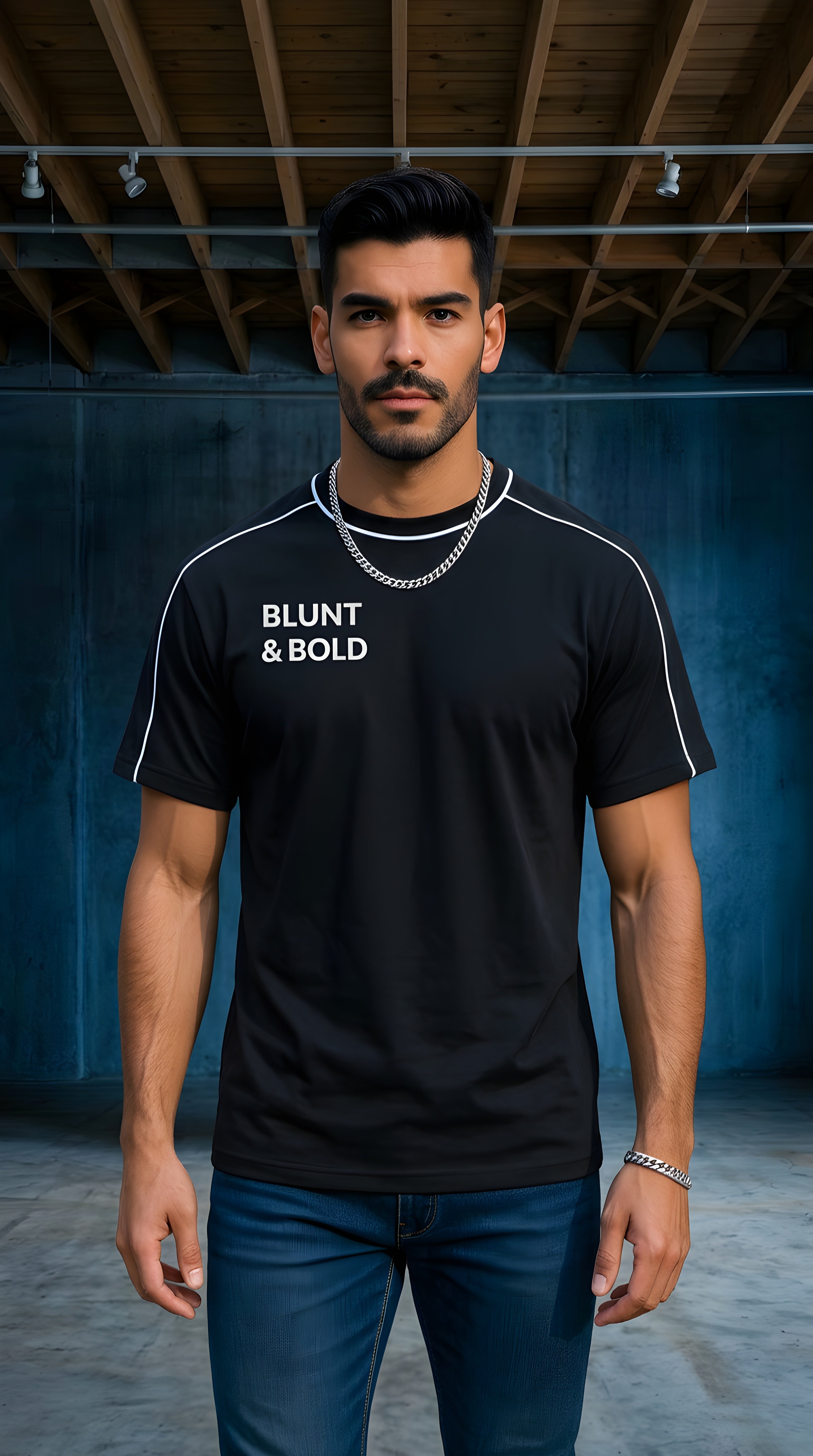 Mens Classic  Oversized Contrast Tape T-Shirt
