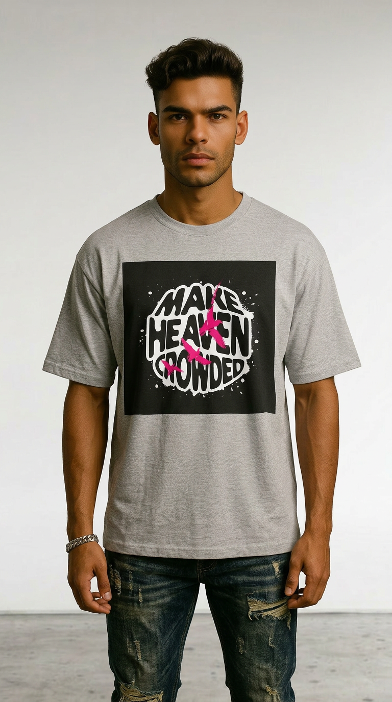 Mens Make Heaven Crowded Graphic Oversized Tee