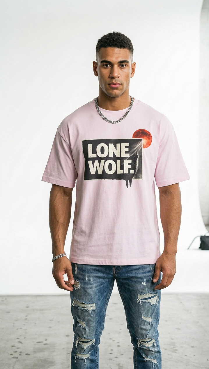 Mens Lone Wolf Graphic Oversized Tee