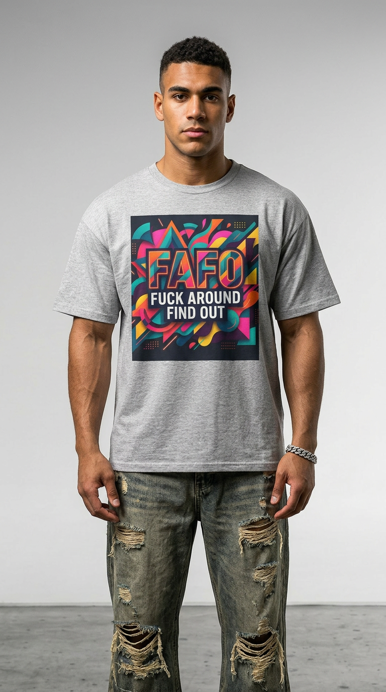 Mens FAFO "Fuck Around Find Out" Bold Oversized Tee