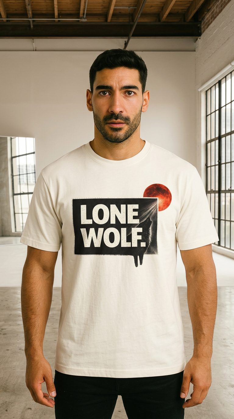 Mens Lone Wolf Graphic Oversized Tee