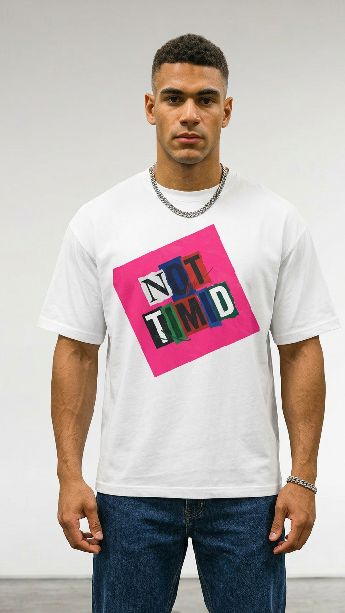 Mens  'Not Timid' Graphic Oversized Tee