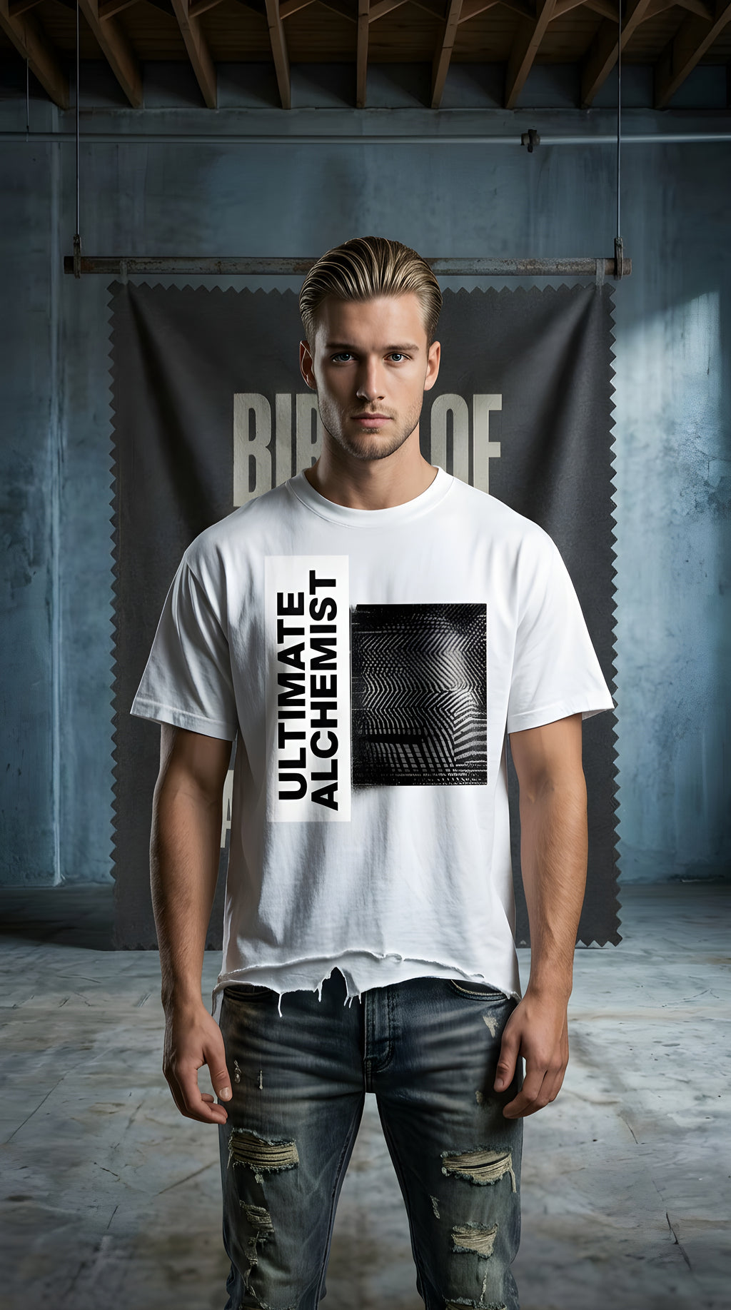 Mens 'SELF REGULATED' Heavyweight Hand-frayed Tee