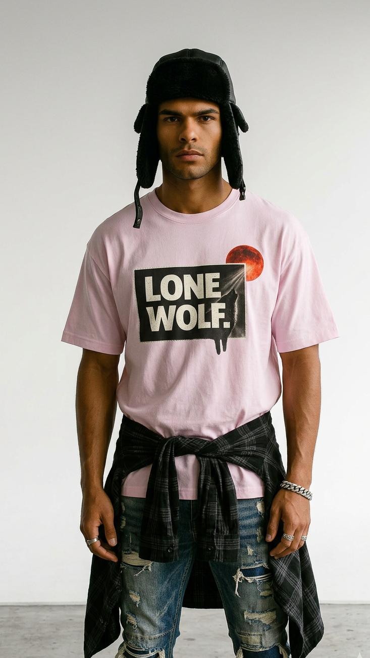 Mens Lone Wolf Graphic Oversized Tee