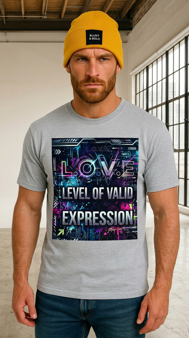 Mens L.o.v.e — Level of Valid Expression Graphic  Oversized Tee