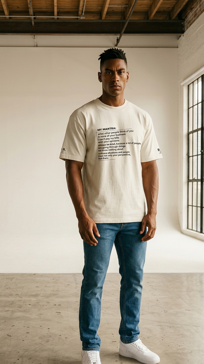 Mens 'Mantra' Oversized faded Tee