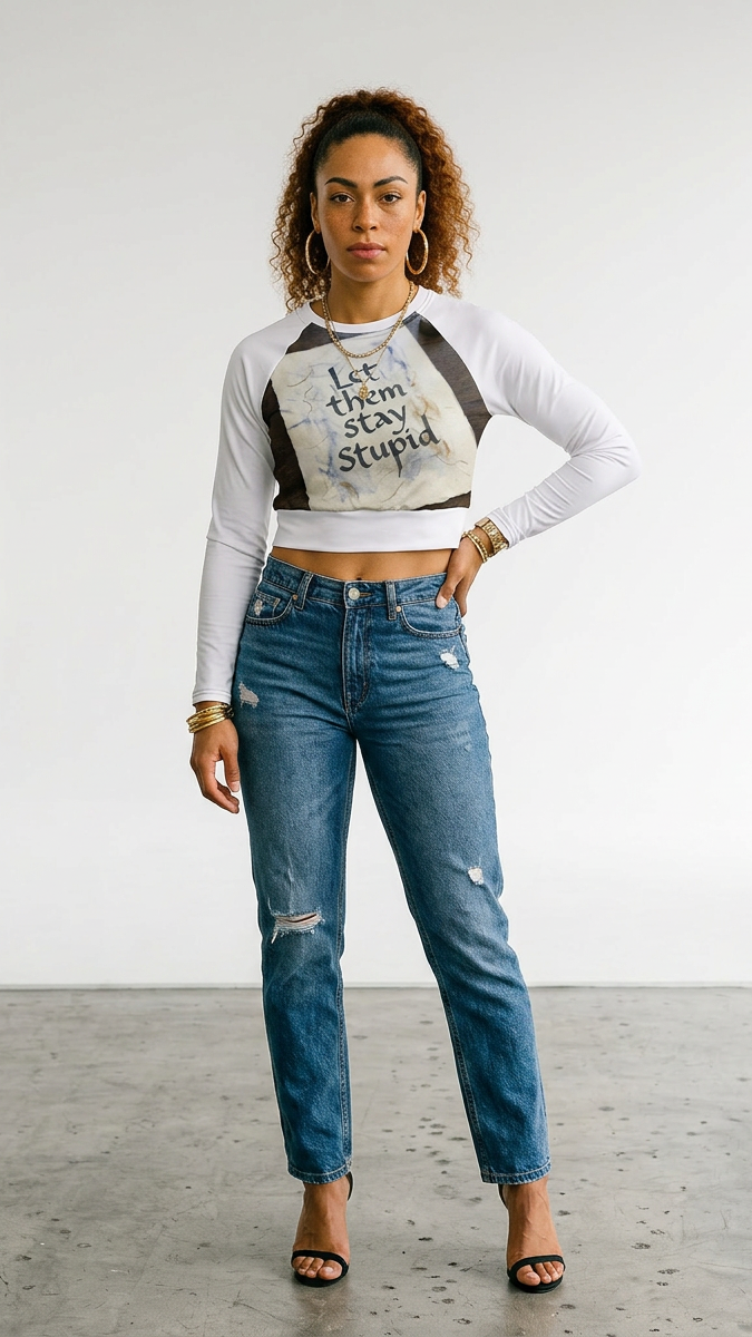 Womens 'LET THEM'  Recycled long-sleeve crop