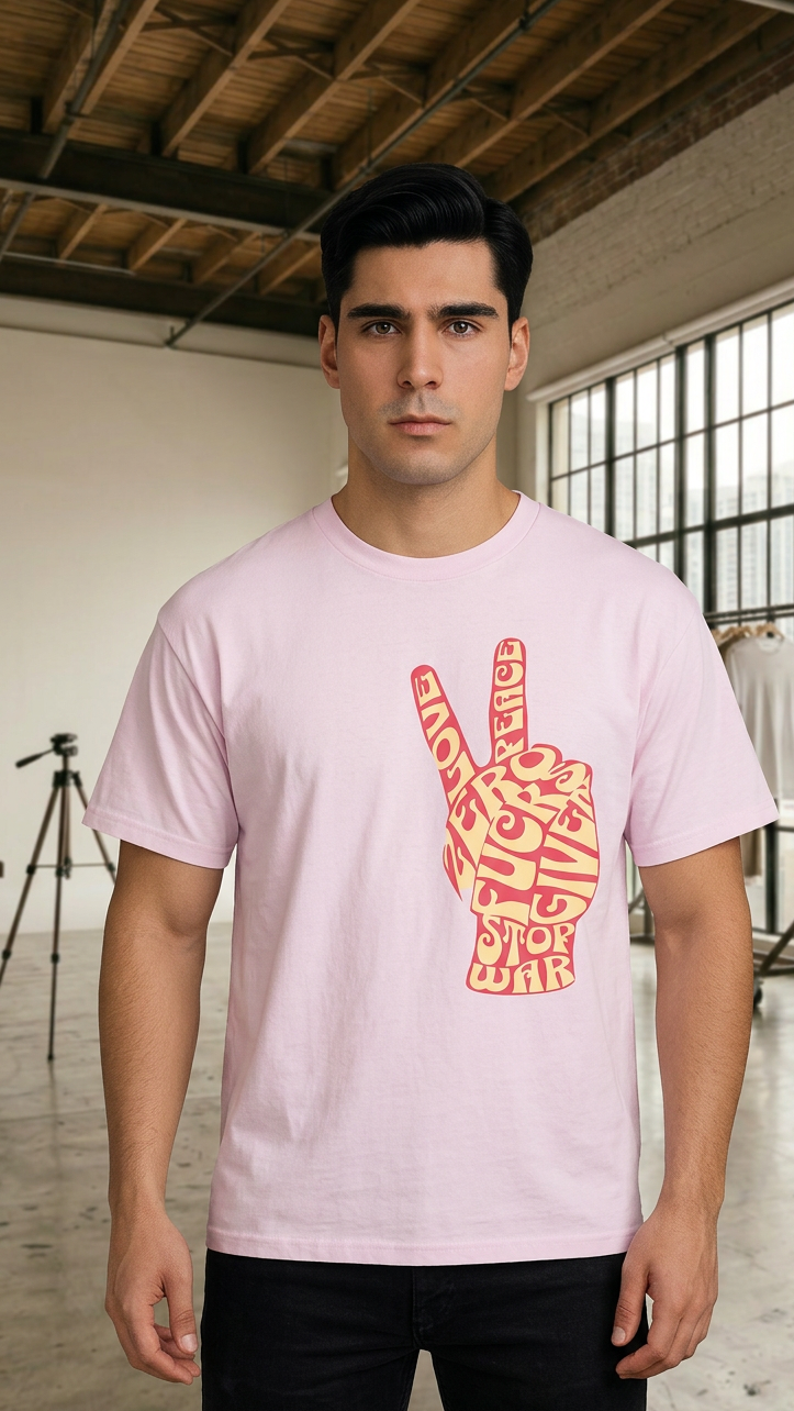 Mens Zero Fucks Peace Sign Graphic Oversized Tee