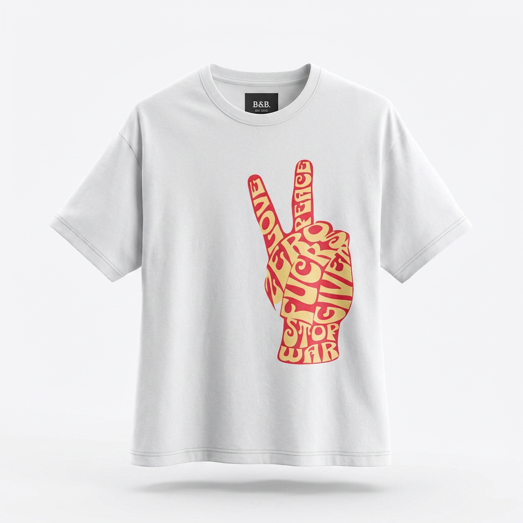Mens Zero Fucks Peace Sign Graphic Oversized Tee