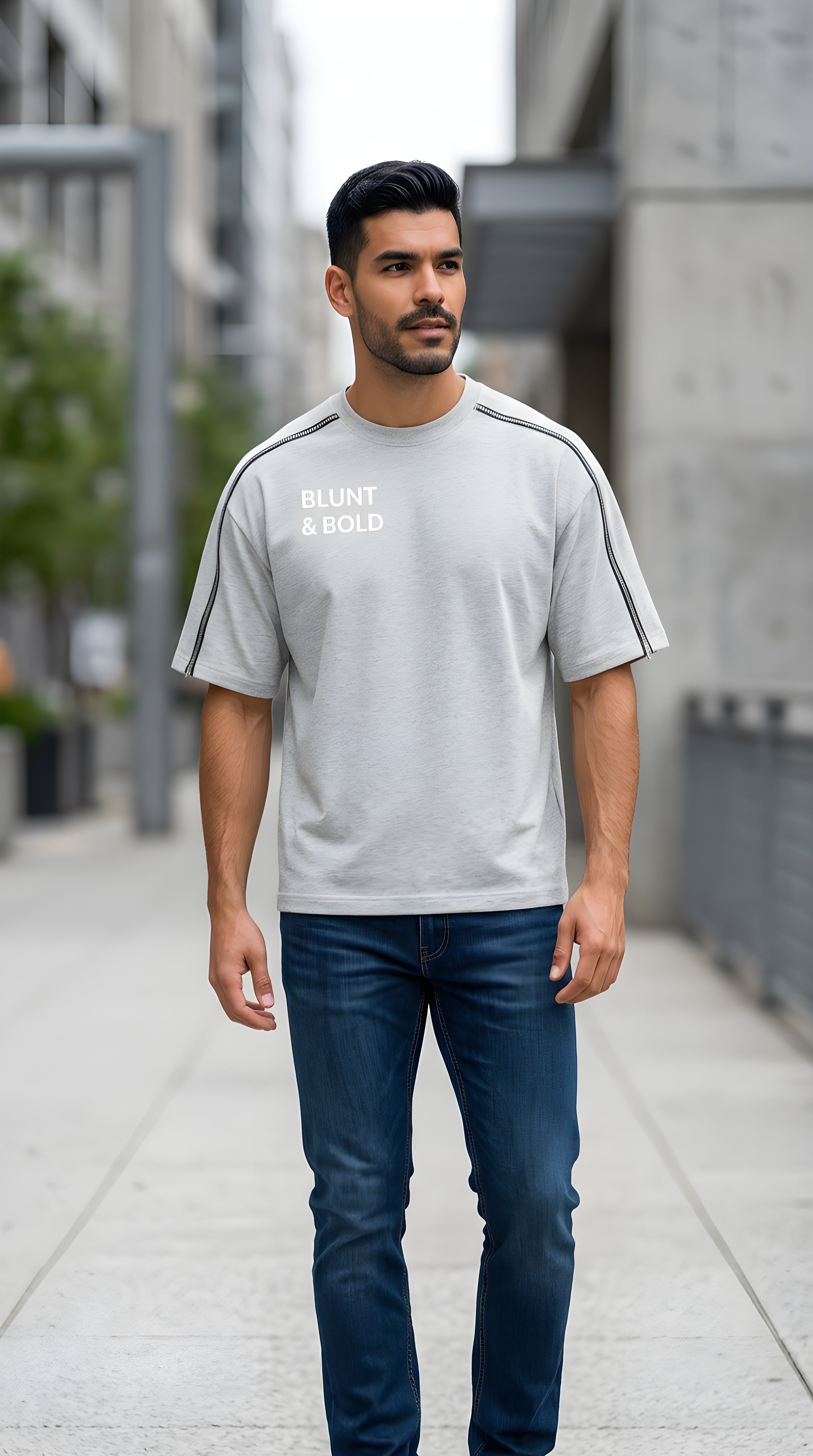 Mens Classic  Oversized Contrast Tape T-Shirt