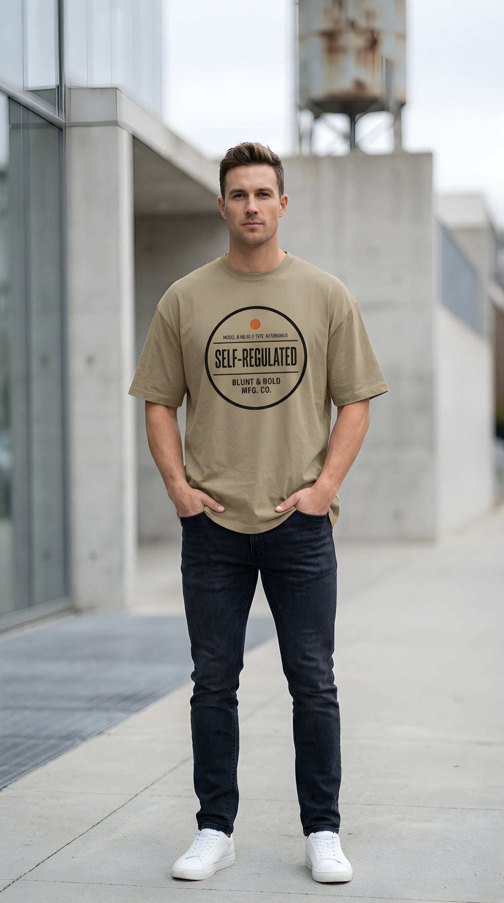 Mens 'SELF REGULATED' Heavyweight Hand-frayed Tee