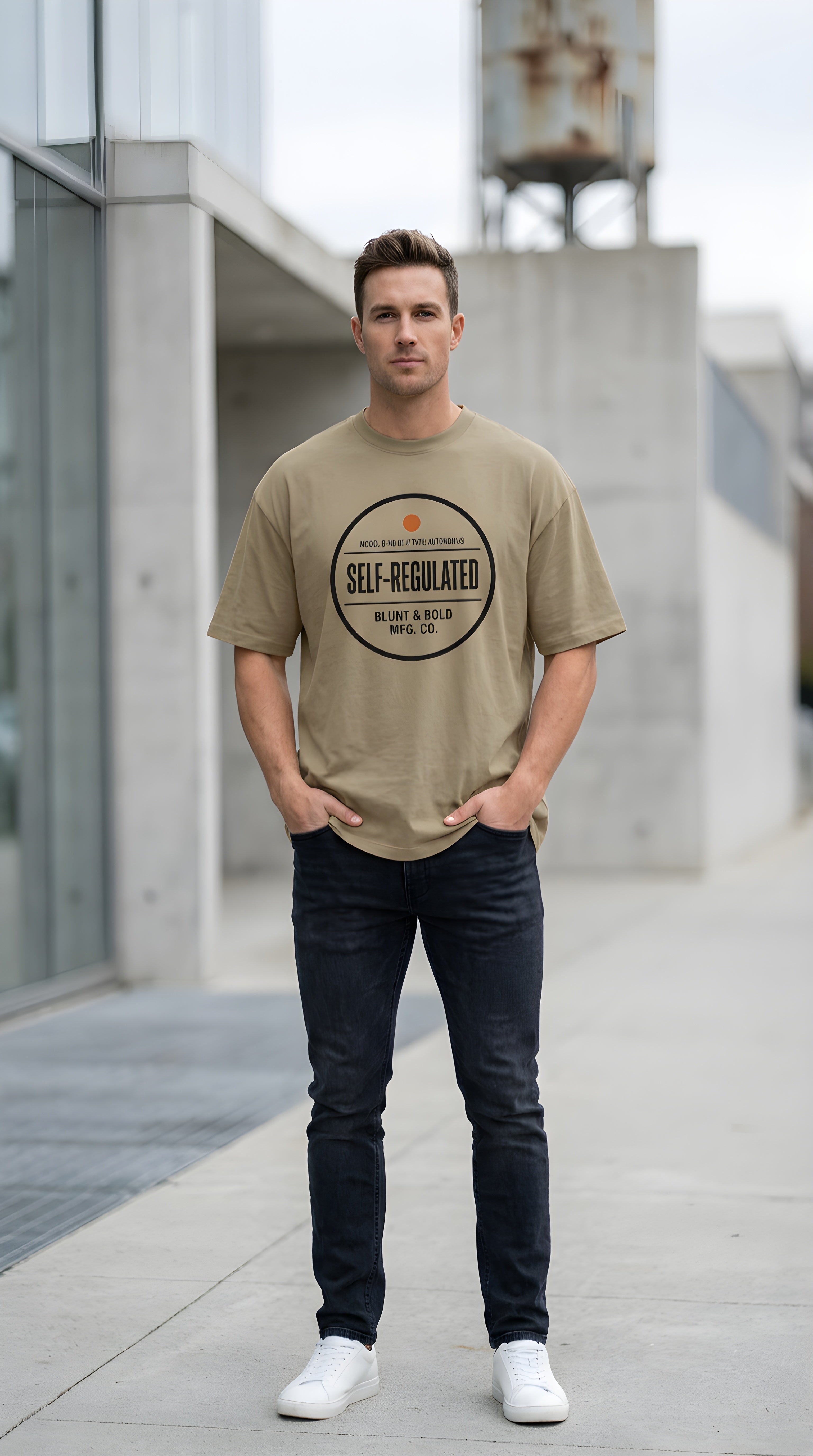 Mens 'SELF REGULATED' Heavyweight Hand-frayed Tee