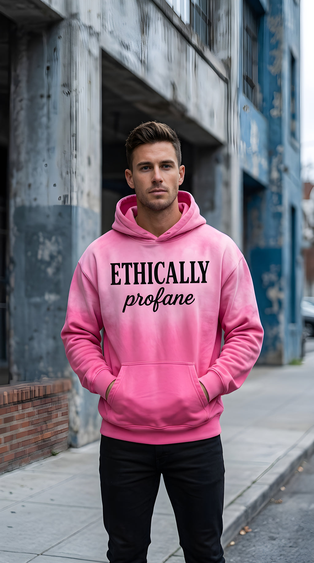 Mens 'ETHICALLY PROFANE' Heavyweight Sunfade Oversized Hoodie