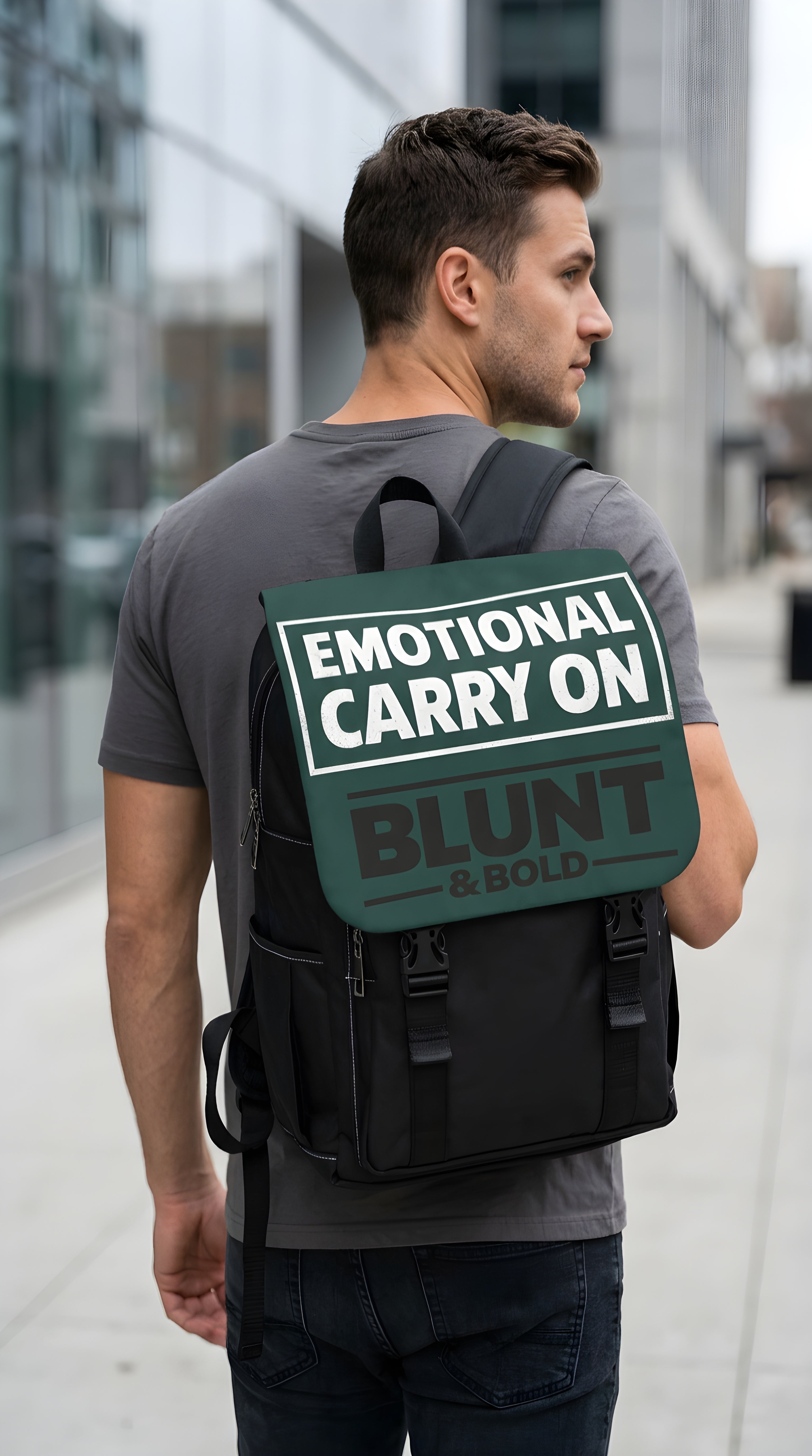 Backpack — "Emotional Carry On" Green Flap Casual Travel Bag