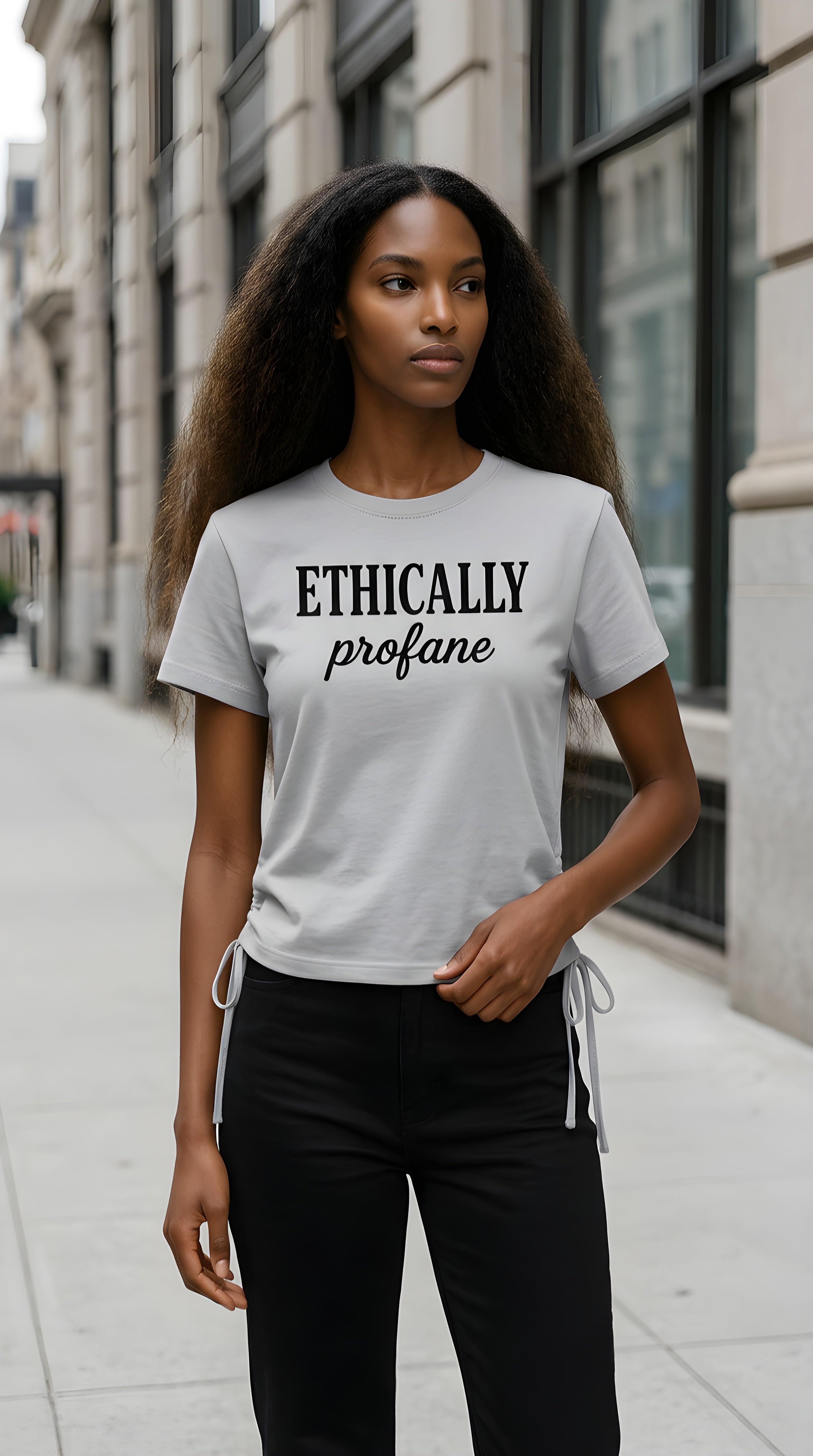Womens 'ETHICALLY PROFANE' Essential Drawstring Tee