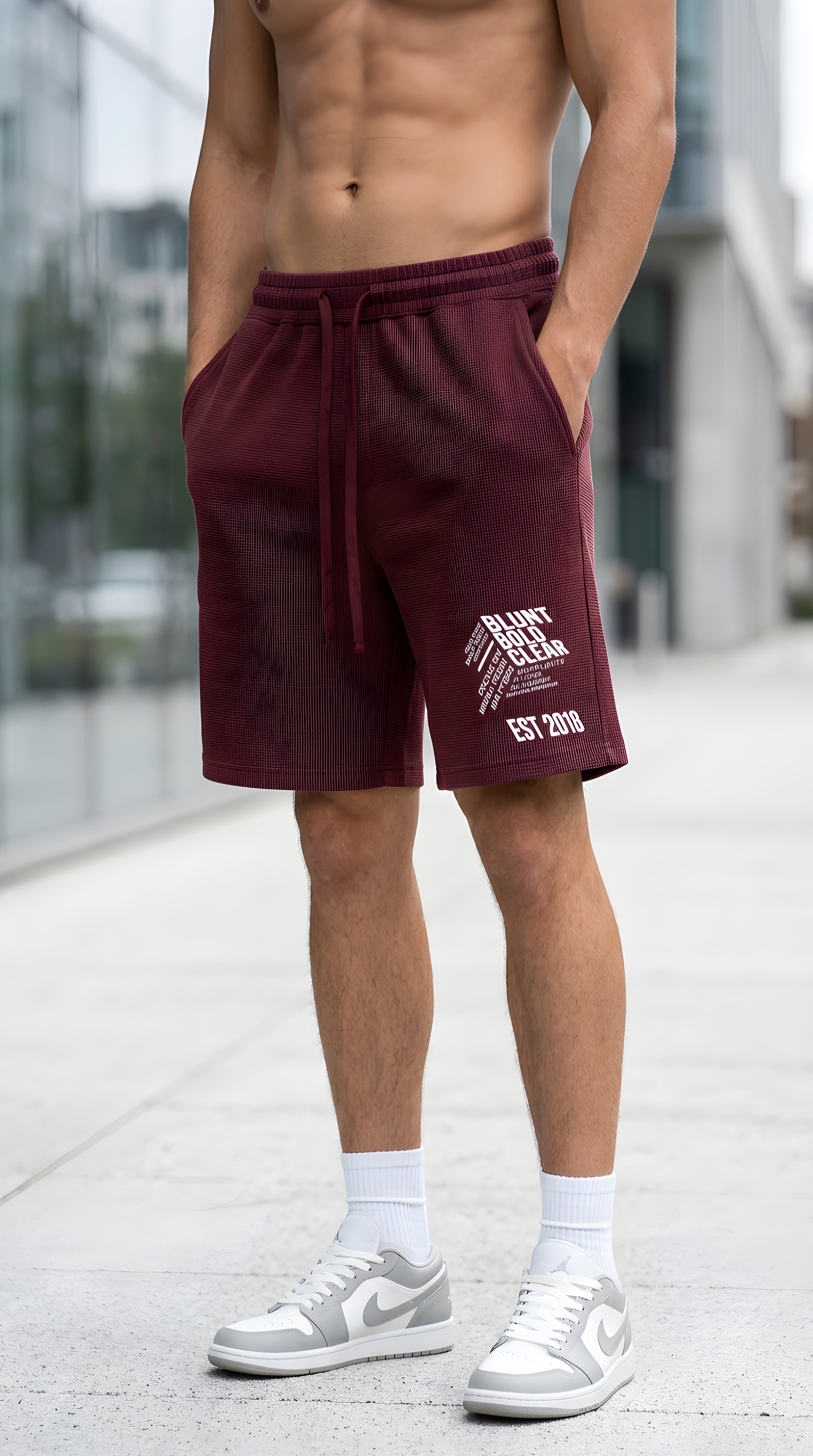 Mens Mineral Wash Waffle Knit Shorts