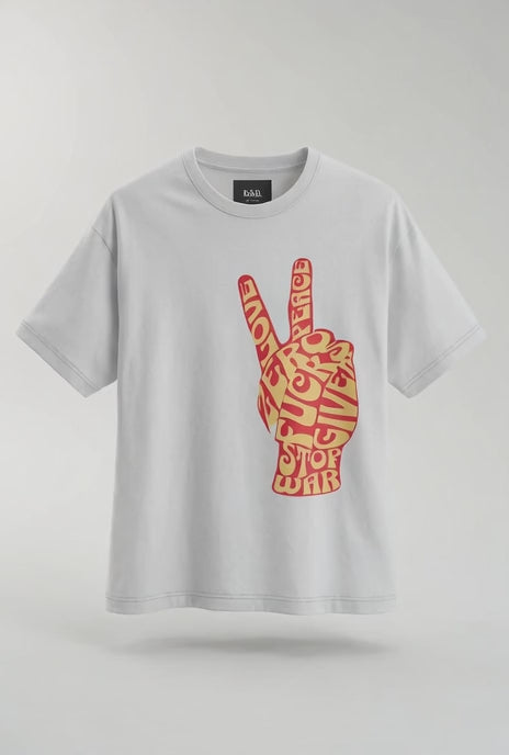 Mens Zero Fucks Peace Sign Graphic Oversized Tee